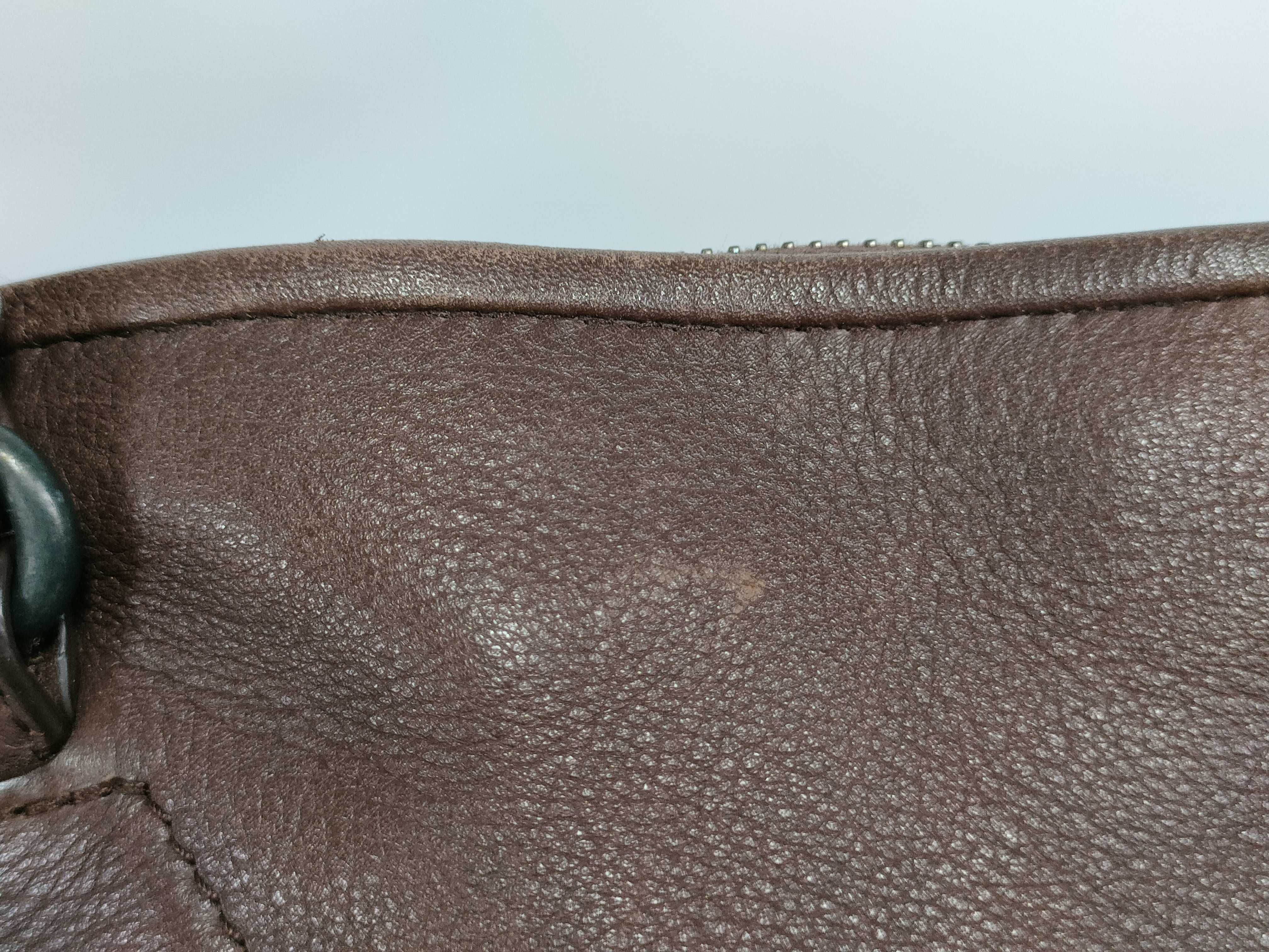 Leather Boston Bag, Brown — view 14