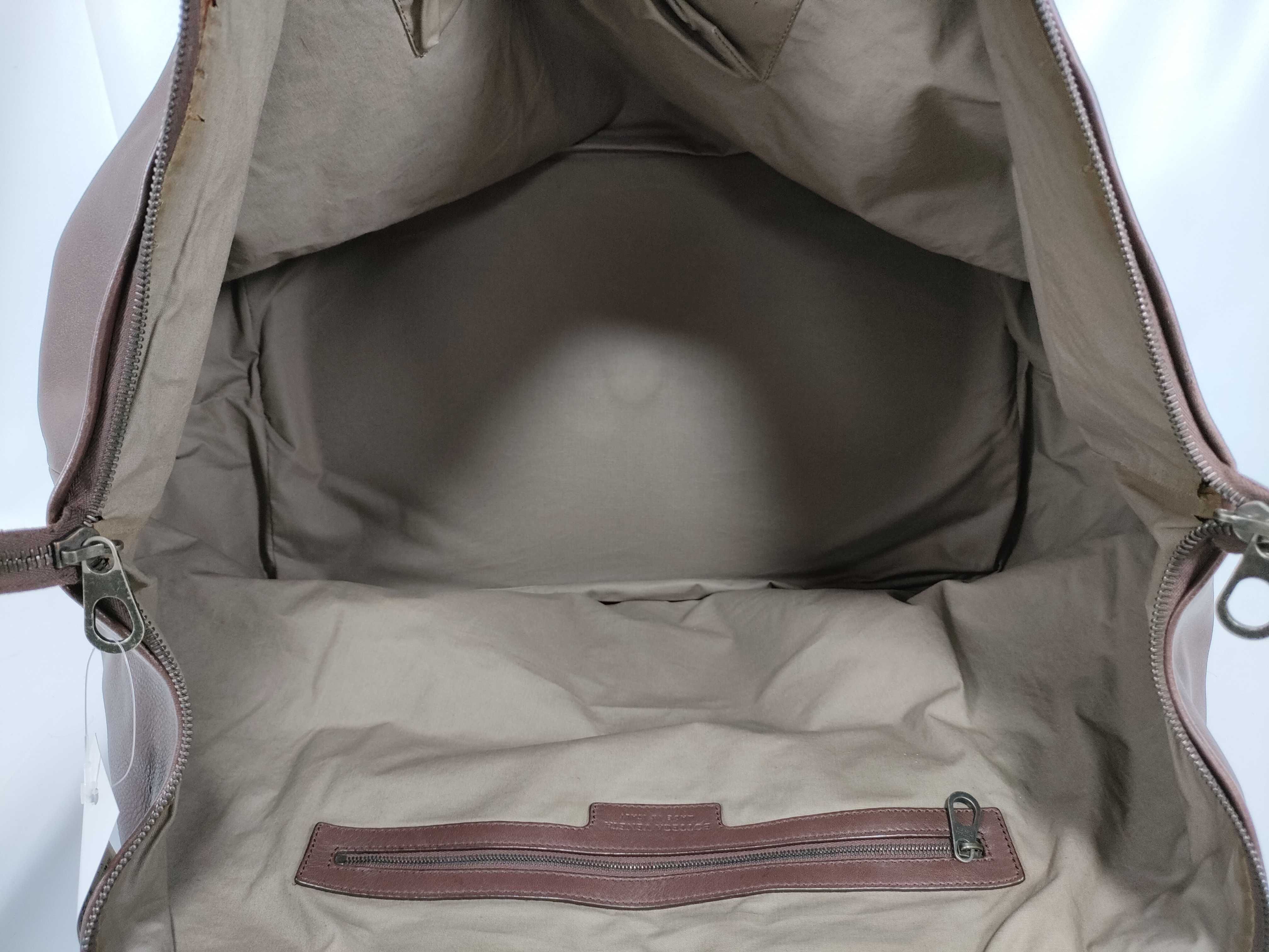 Leather Boston Bag, Brown — view 15