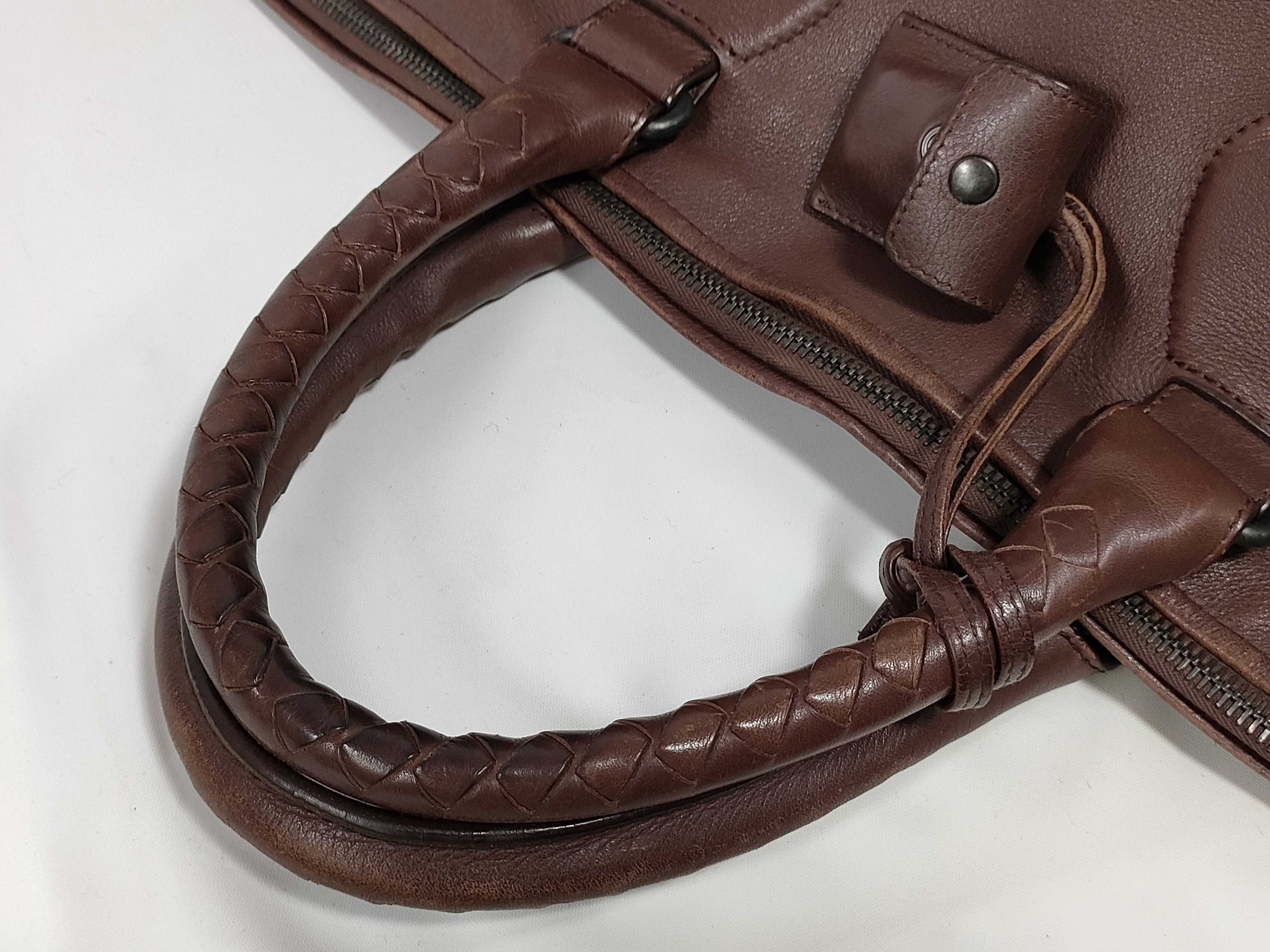 Leather Boston Bag, Brown — view 3