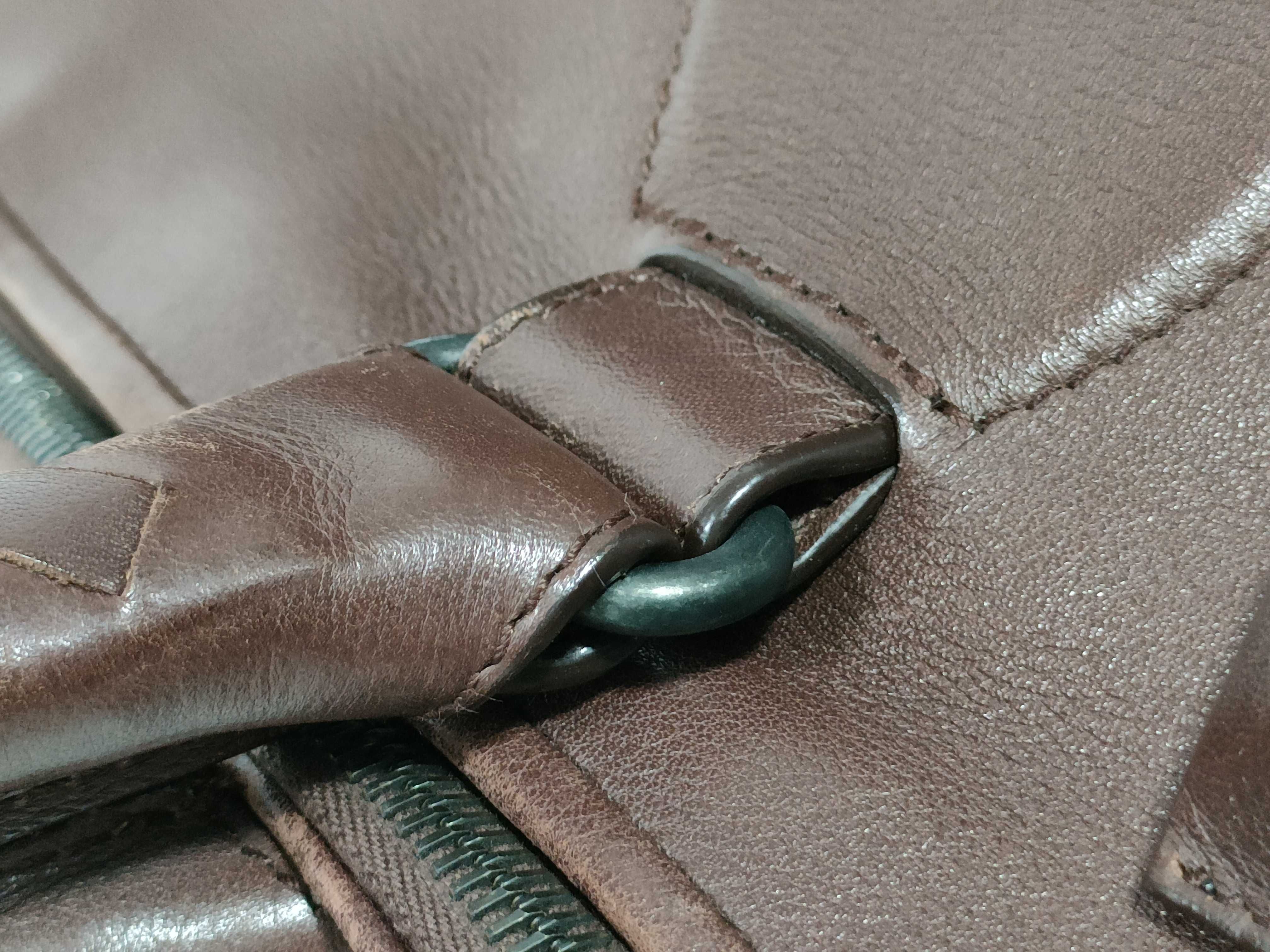 Leather Boston Bag, Brown — view 5