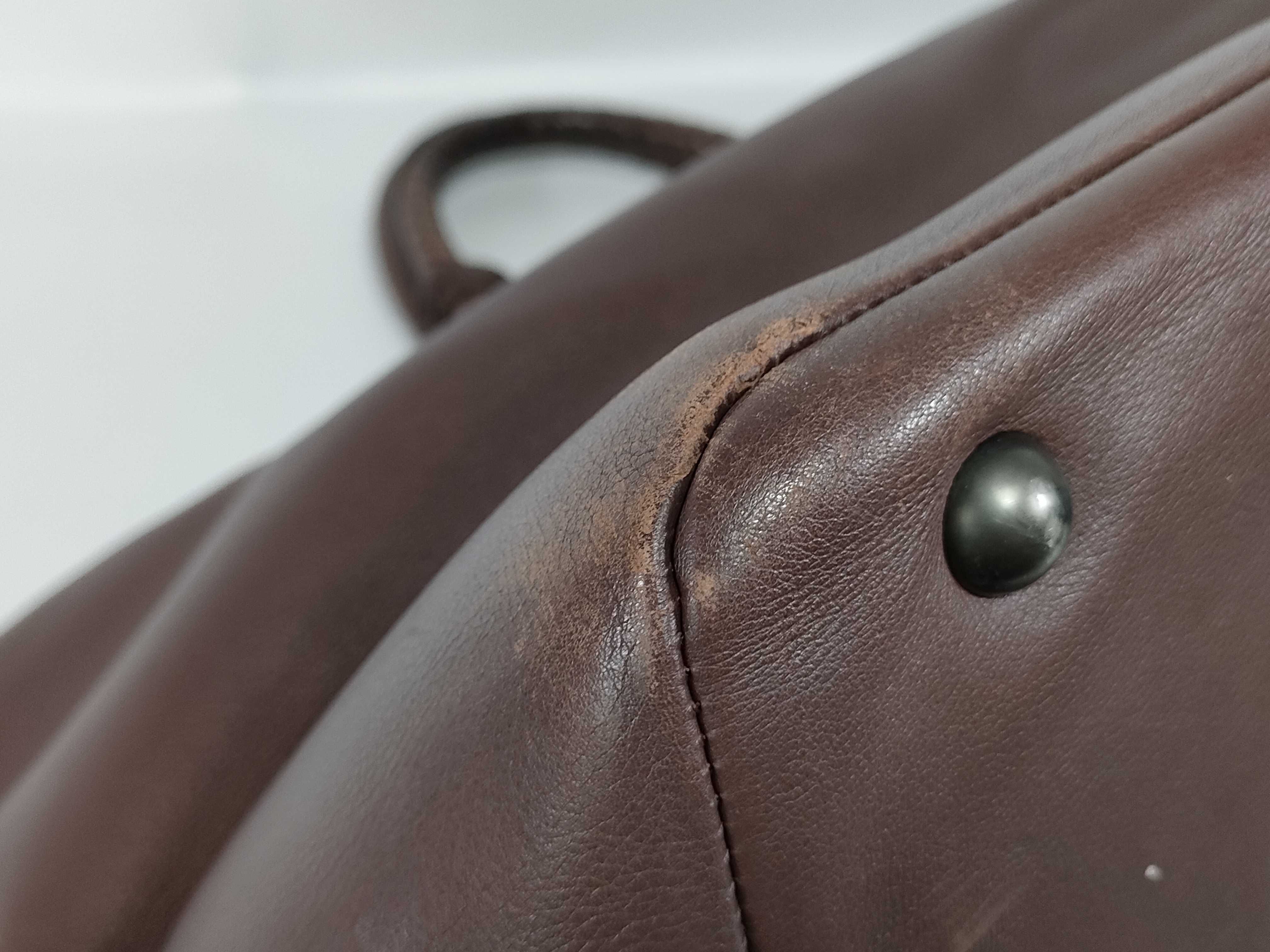 Leather Boston Bag, Brown — view 6