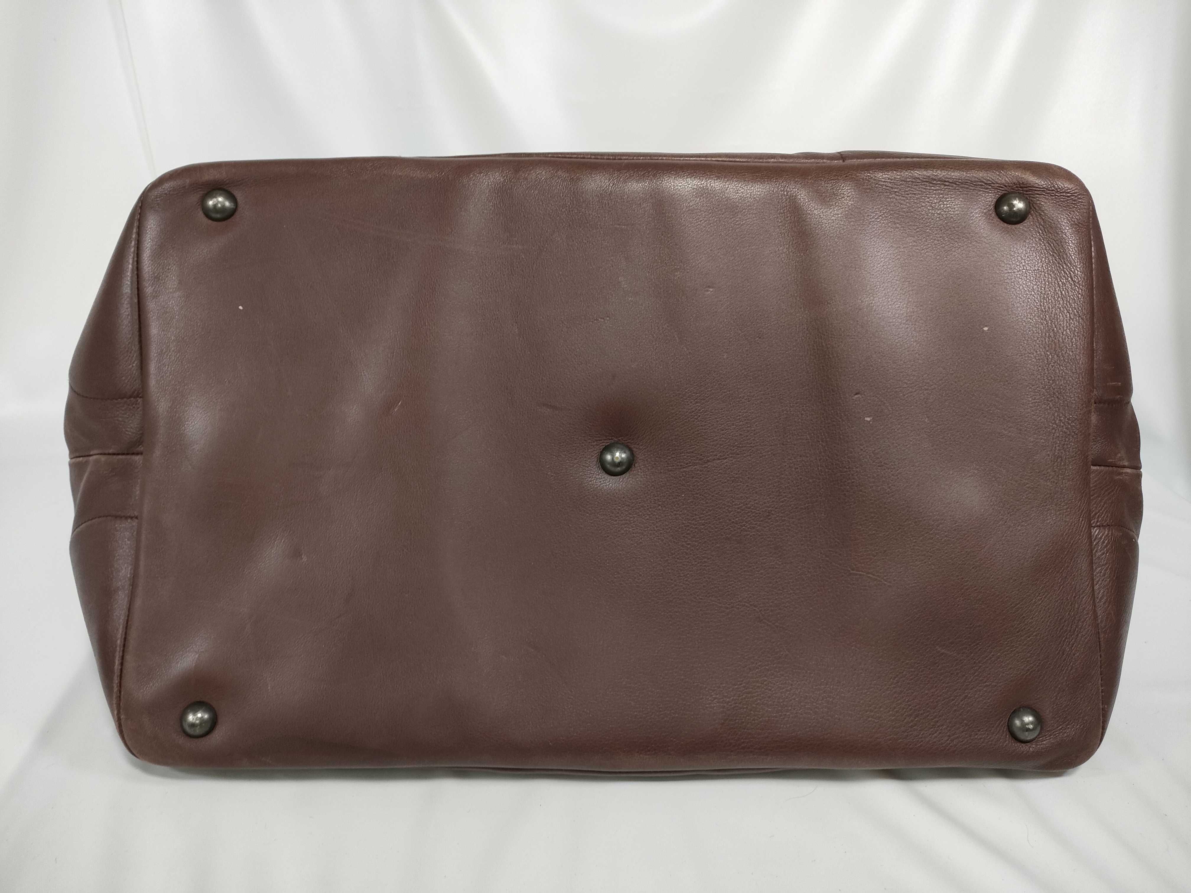 Leather Boston Bag, Brown — view 7