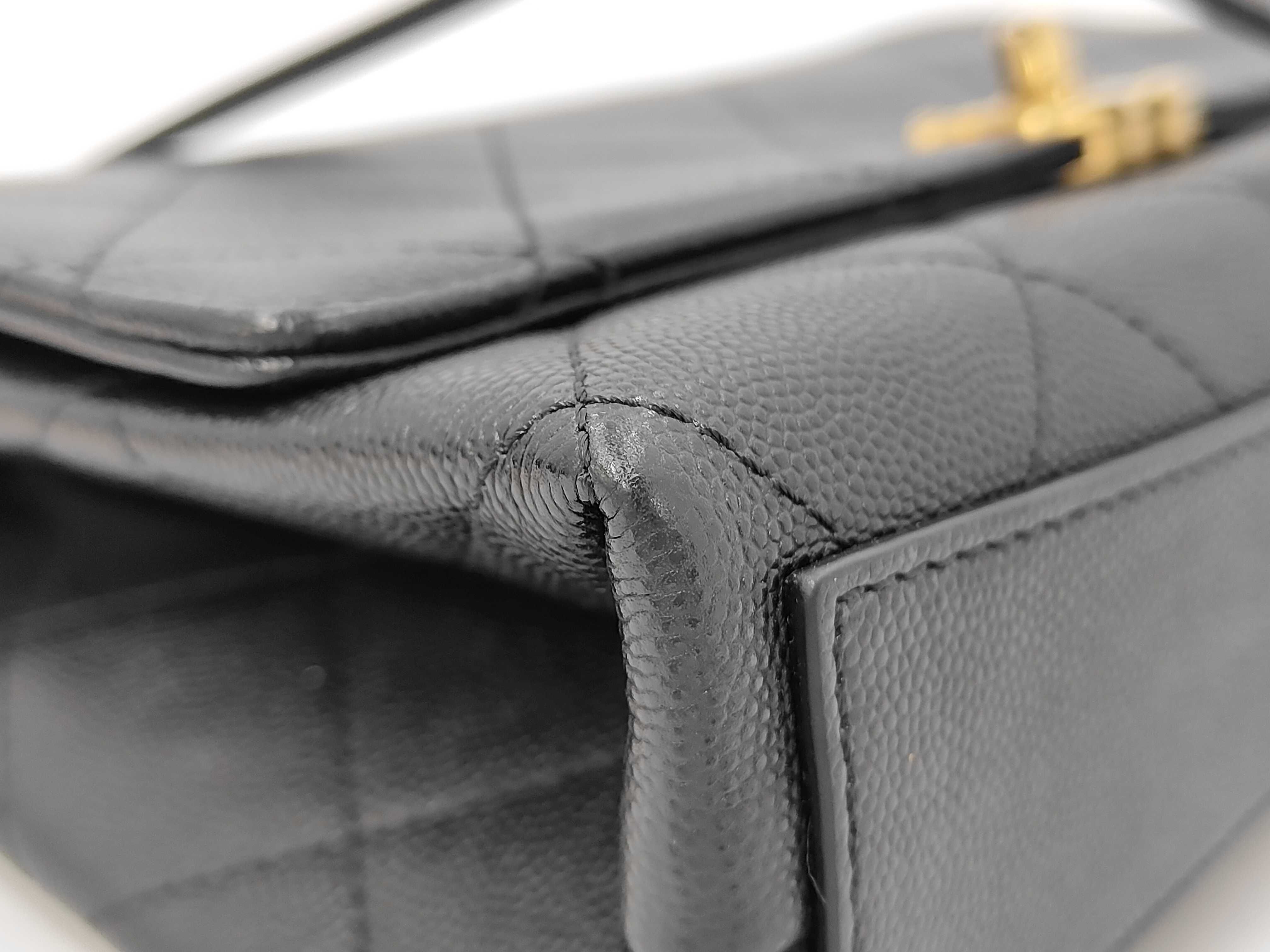 caviar skin top handle chain shoulder bag — view 4