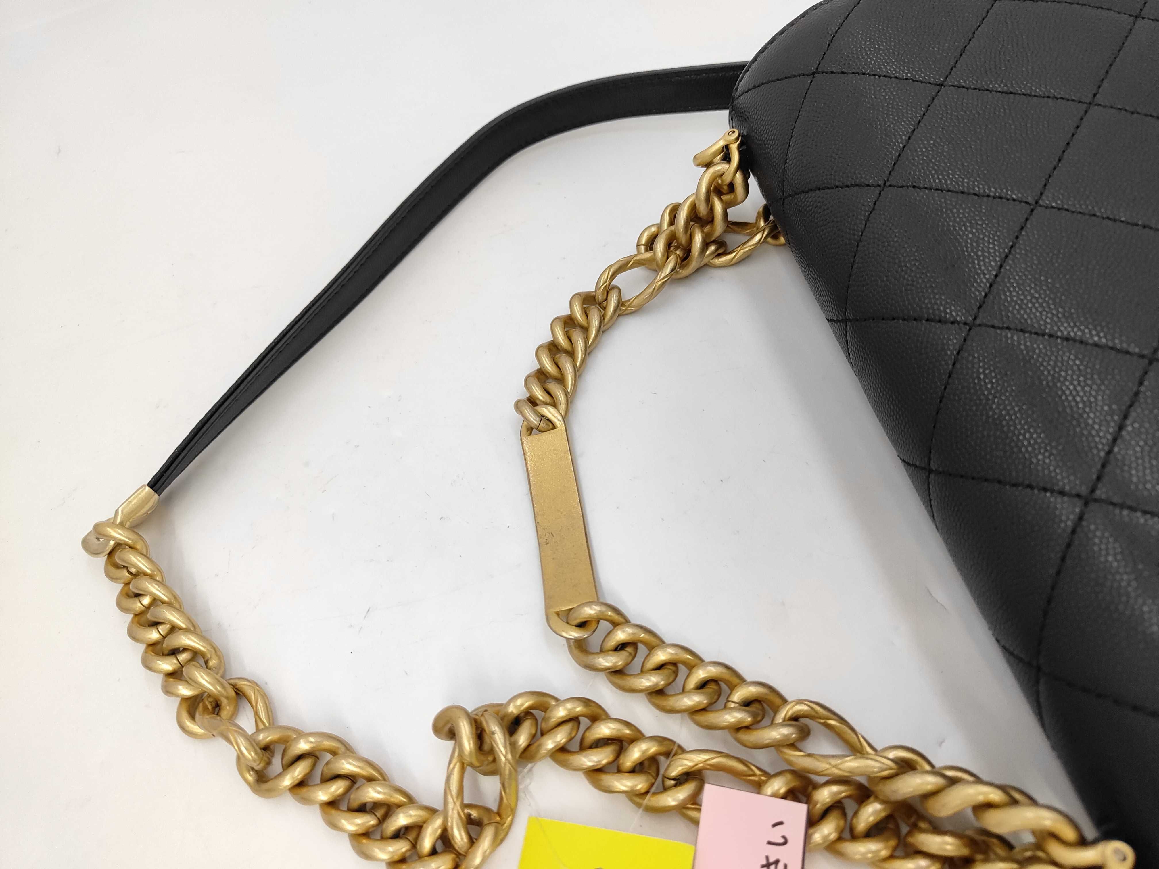 caviar skin top handle chain shoulder bag — view 6