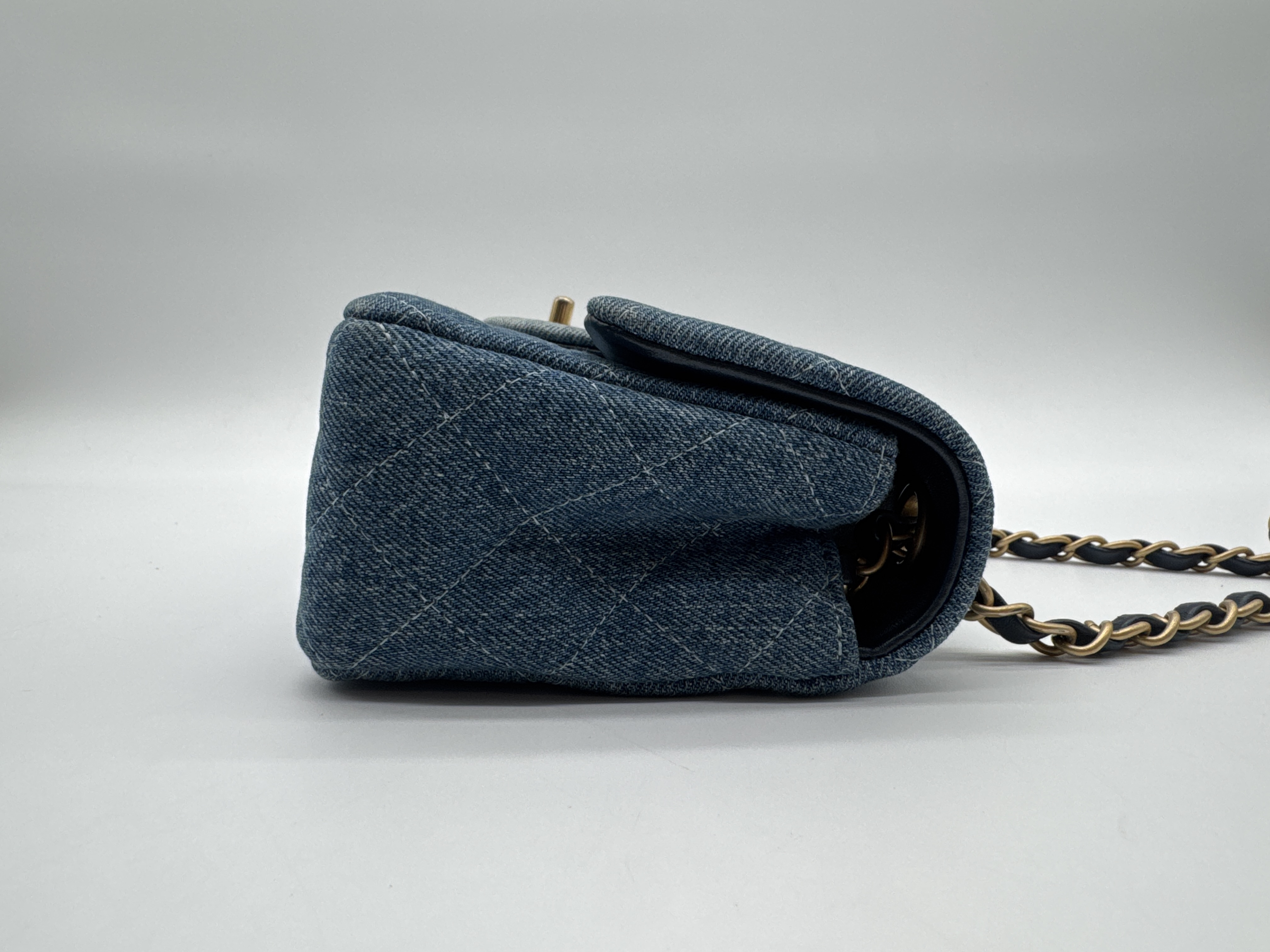 Denim Mini Matelassé 20 Shoulder Bag — view 3