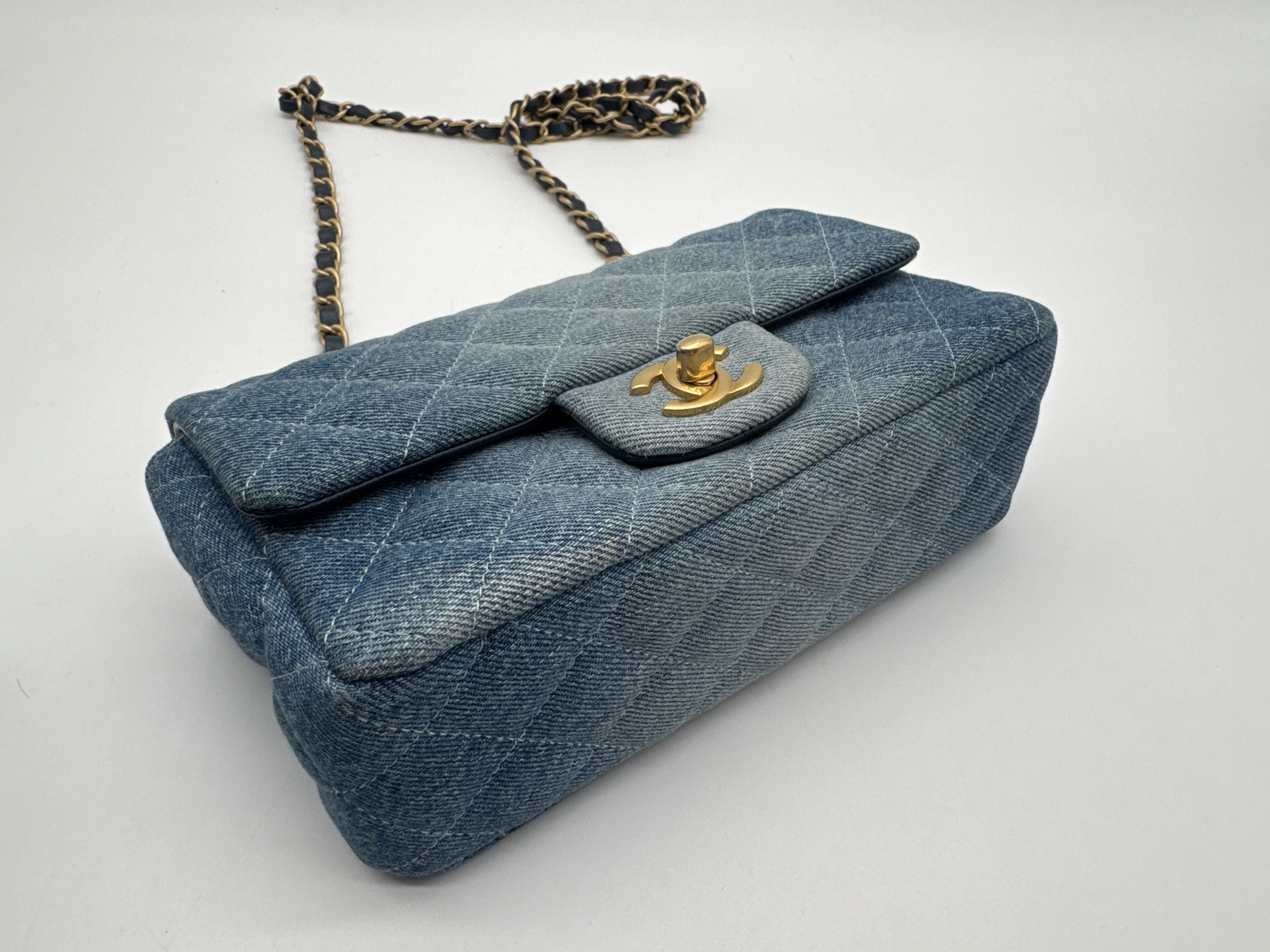 Denim Mini Matelassé 20 Shoulder Bag — view 6