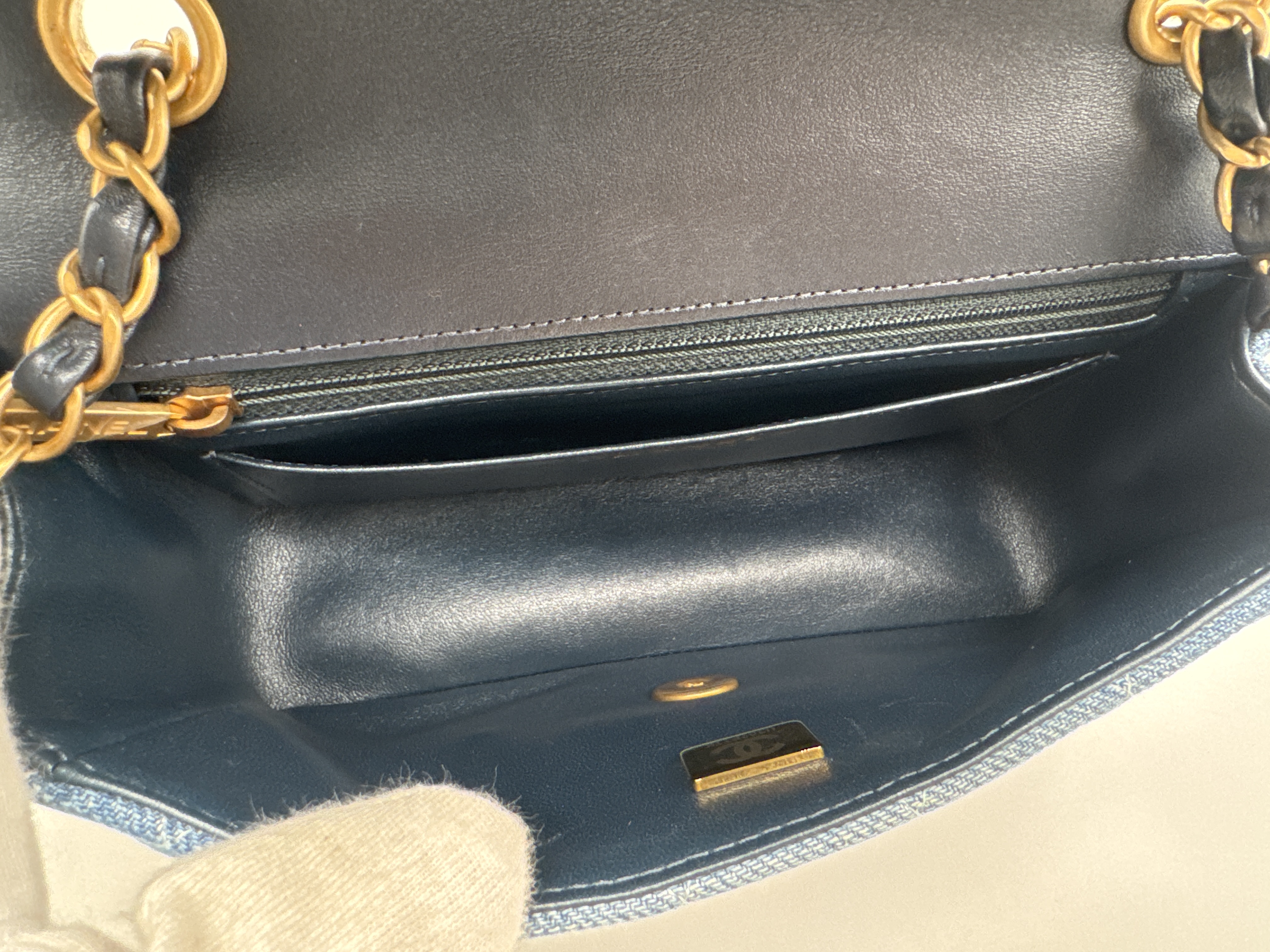 Denim Mini Matelassé 20 Shoulder Bag — view 10