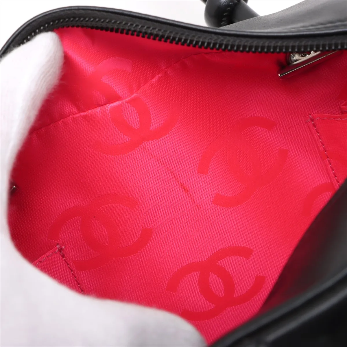 Cambon Line Lambskin Bowling Bag Black Silver Hardware 13362064 No. 13 — view 14