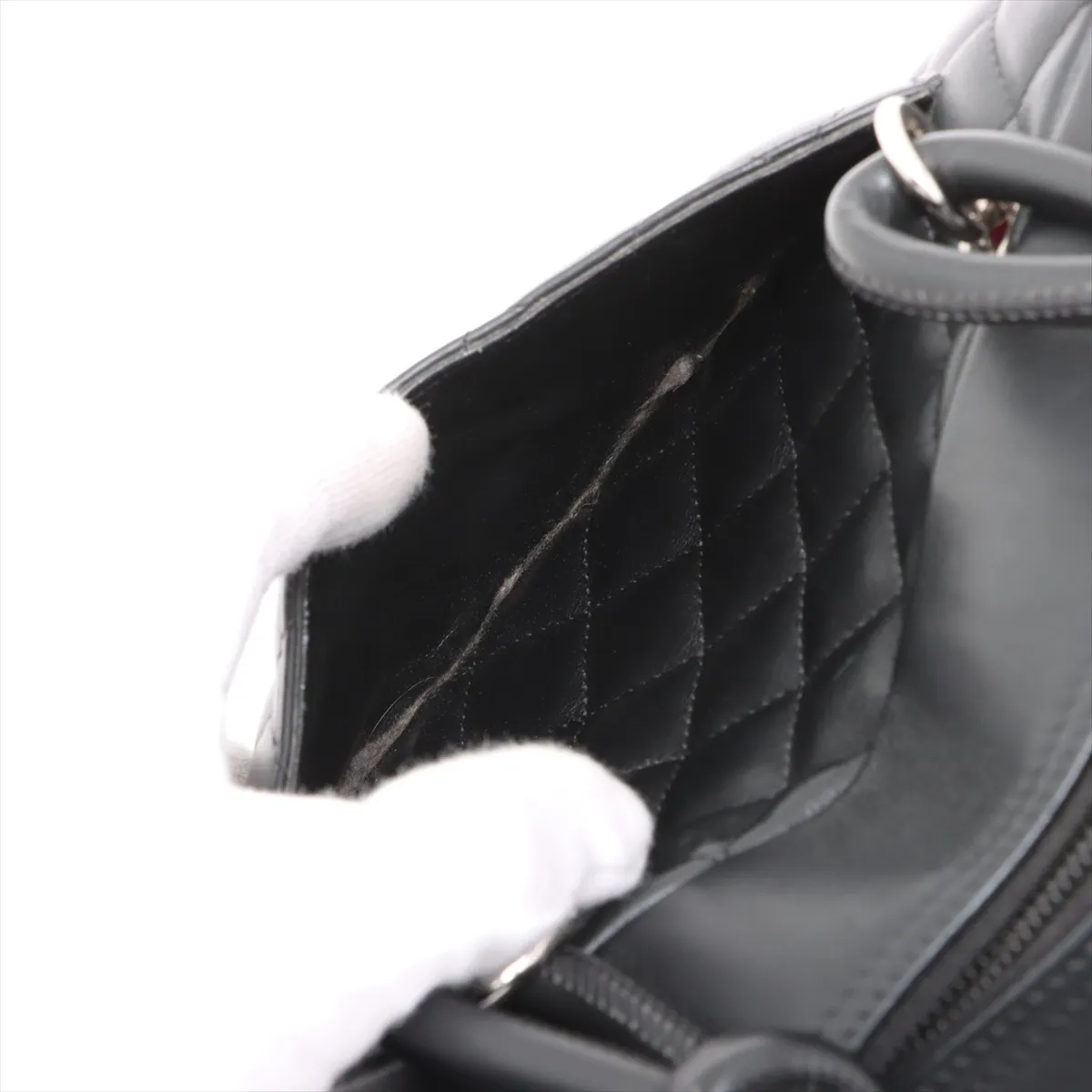 Cambon Line Lambskin Bowling Bag Black Silver Hardware 13362064 No. 13 — view 9