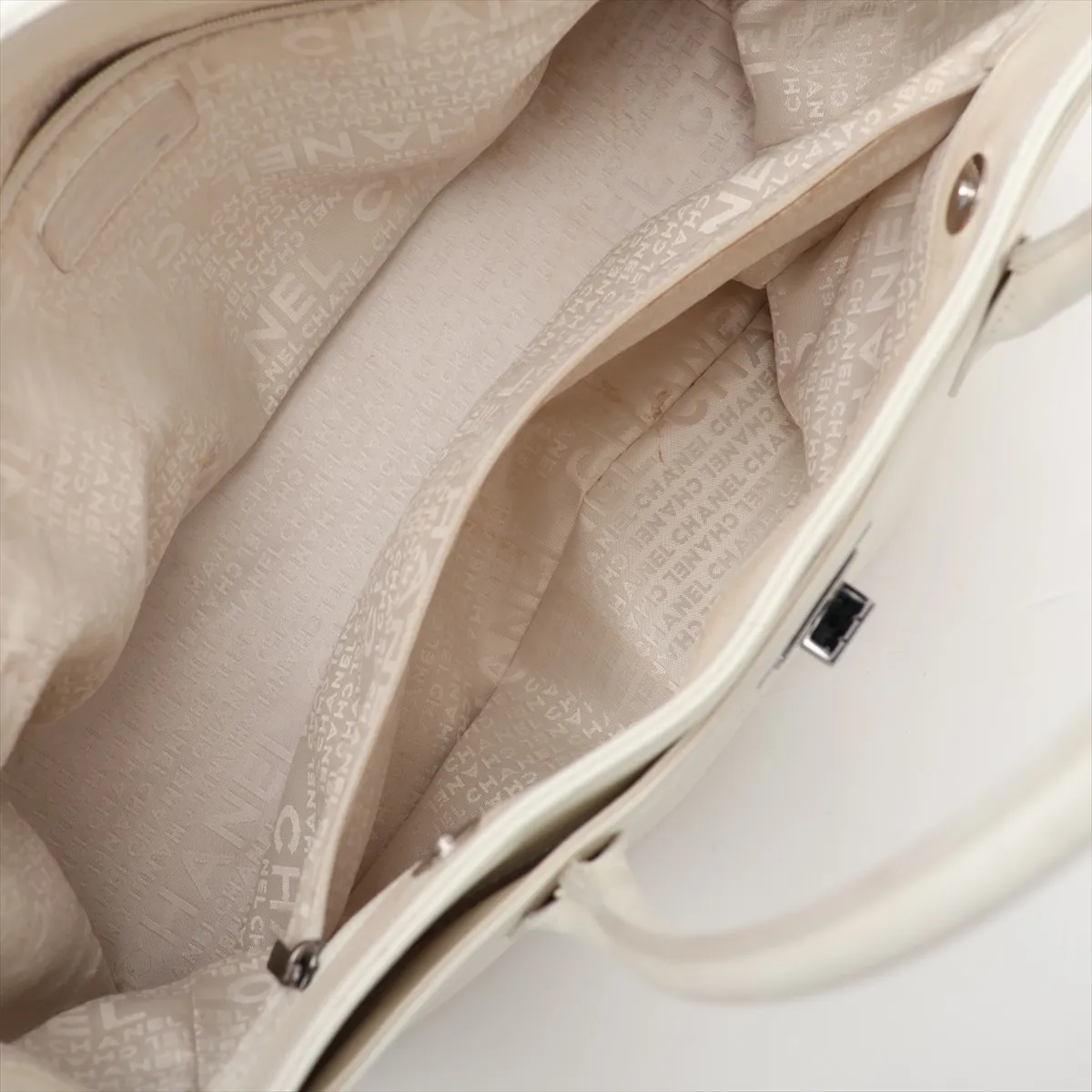 Executive Leather Tote Bag, White, Silver Hardware, 10071544 (Serial Number in the 10s) — view 11