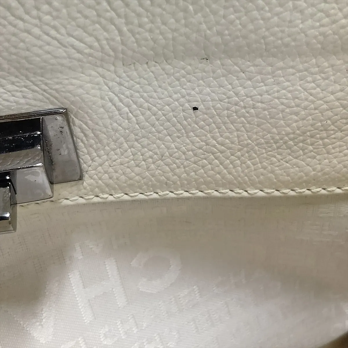 Executive Leather Tote Bag, White, Silver Hardware, 10071544 (Serial Number in the 10s) — view 13