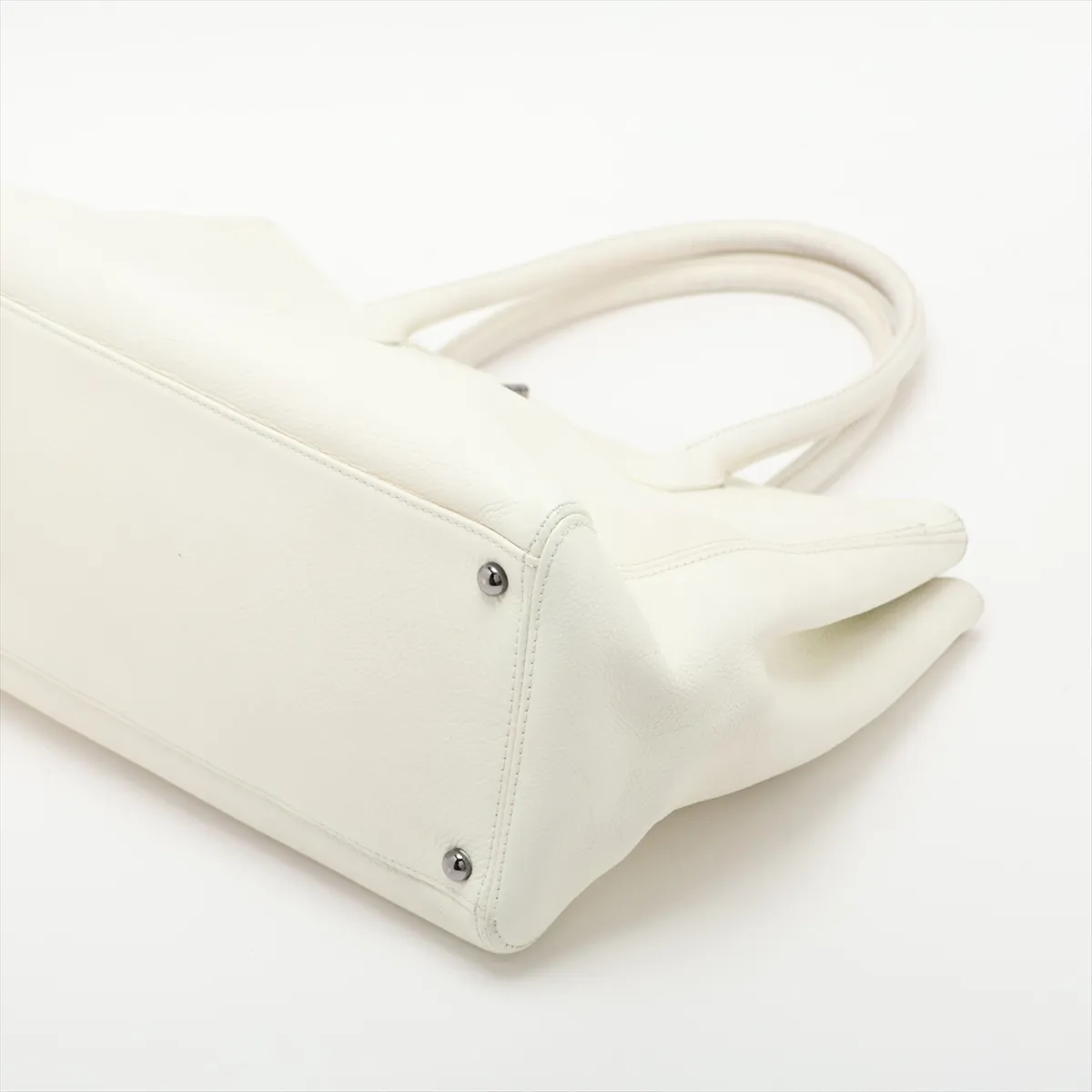 Executive Leather Tote Bag, White, Silver Hardware, 10071544 (Serial Number in the 10s) — view 3