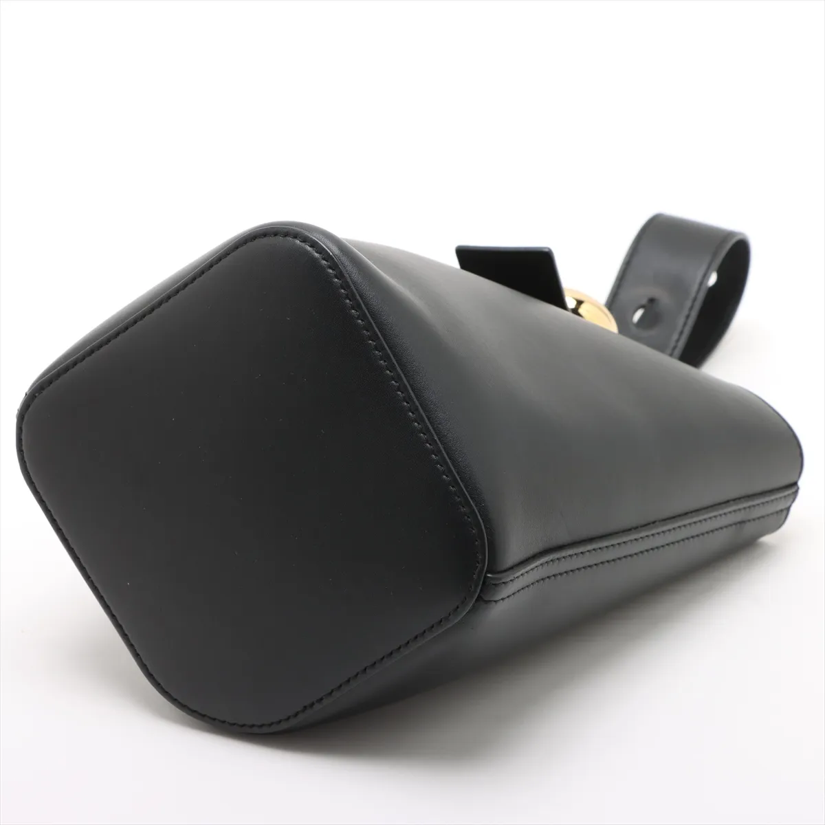 Pebble Bucket Mini Leather 2WAY Handbag Black — view 3