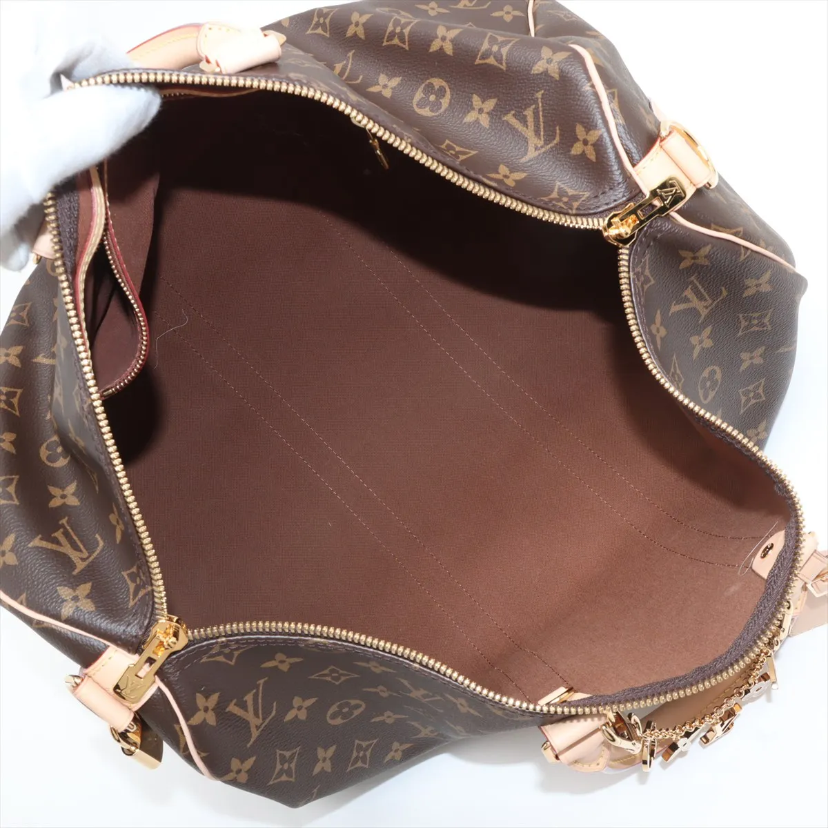Monogram Keepall Bandoulière 45 M41418 Brown, RFID Detectable, with Charm — view 8