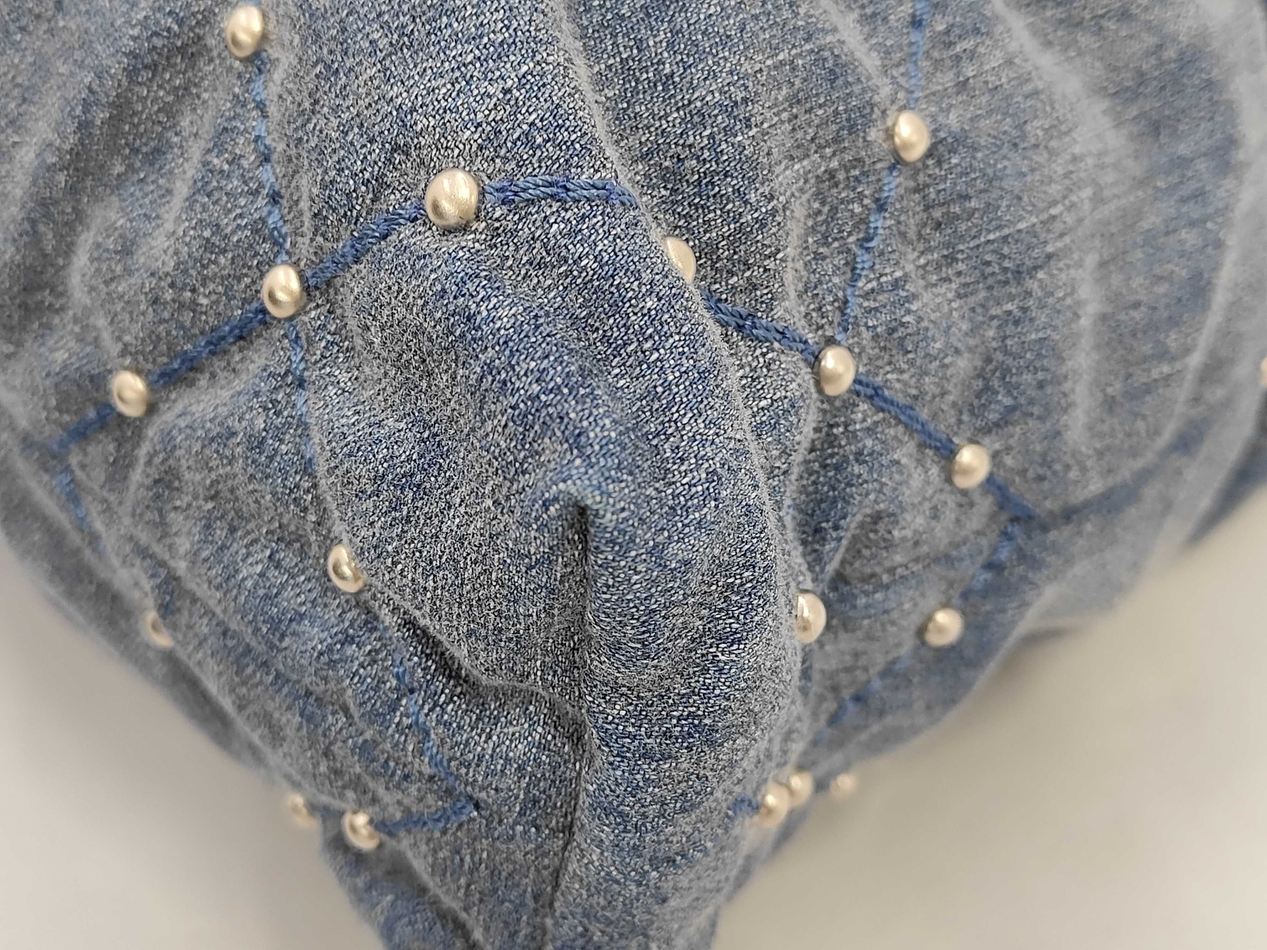 22 Small Denim x Stud Chain Shoulder Bag Blue Silver Hardware Bag — view 4