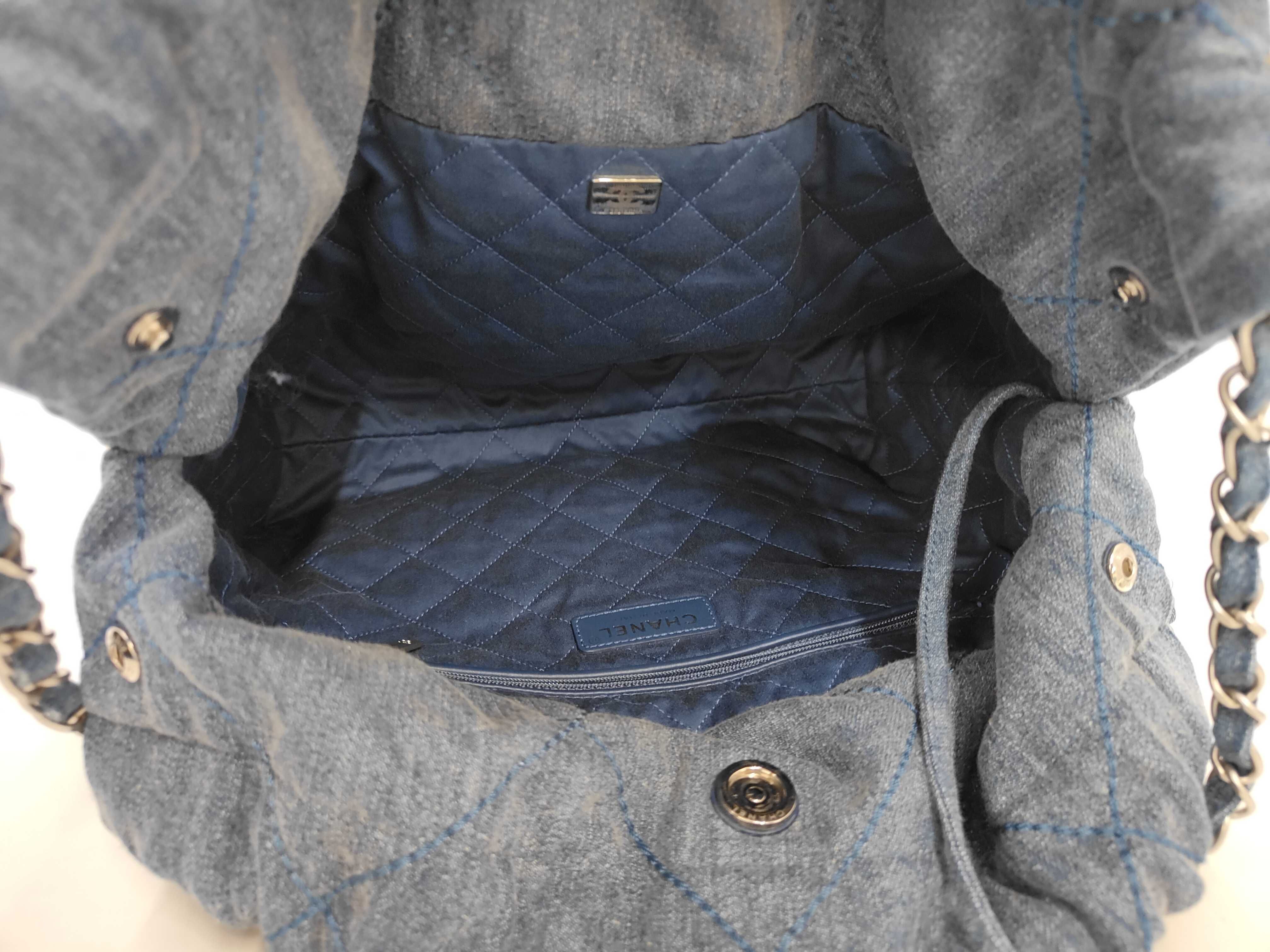 22 Small Denim x Stud Chain Shoulder Bag Blue Silver Hardware Bag — view 8