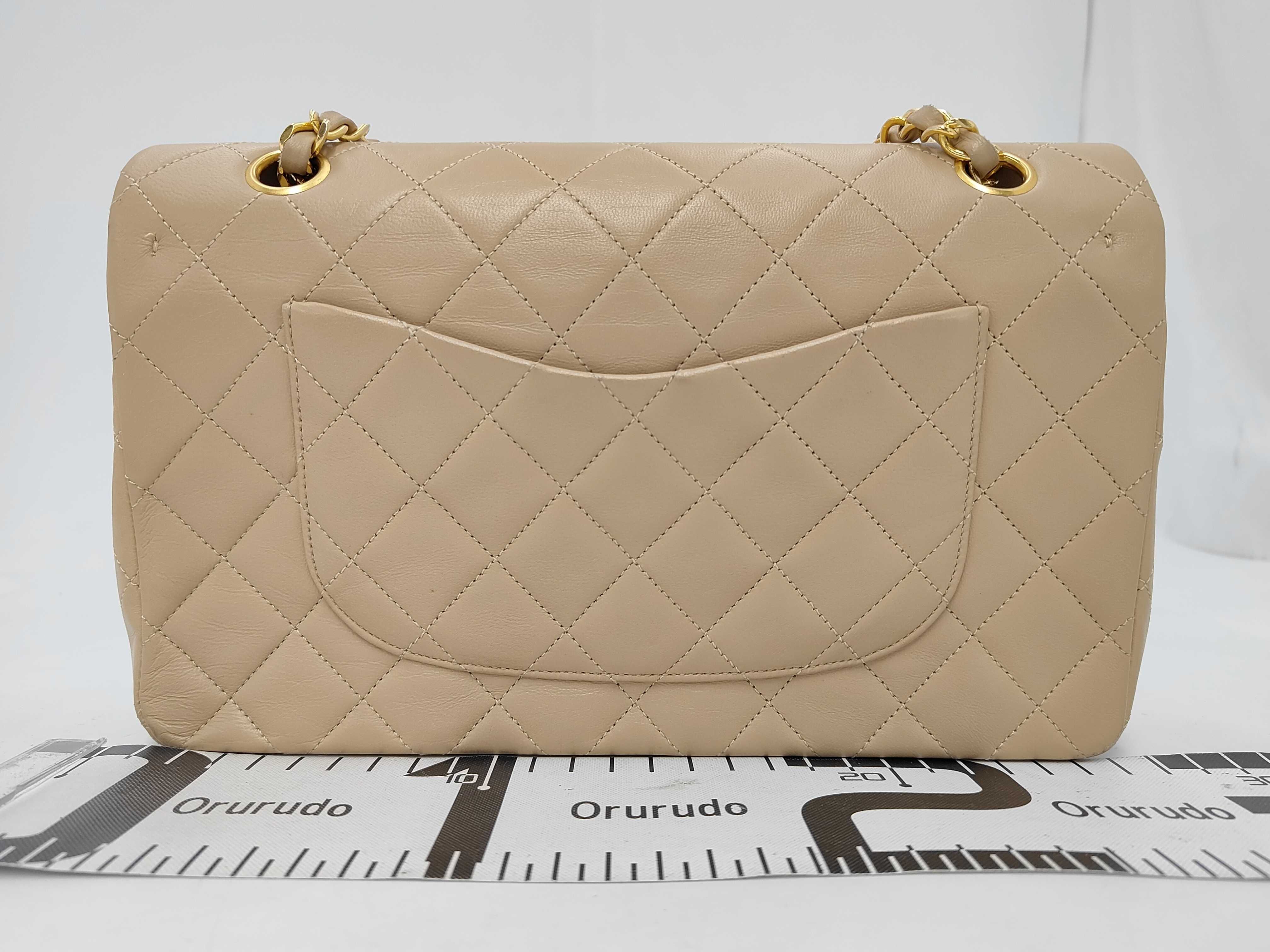 Matelassé Double Flap Shoulder Bag, Beige — view 2