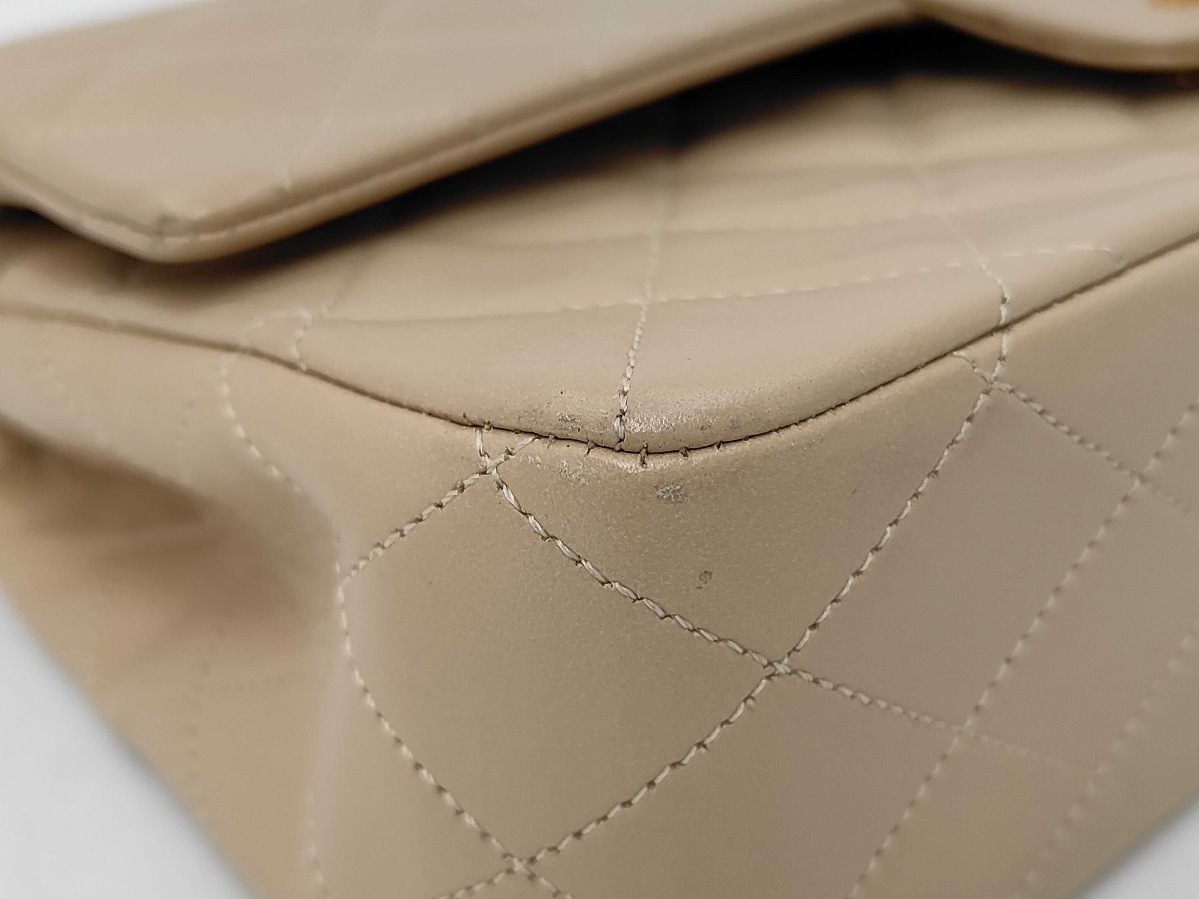 Matelassé Double Flap Shoulder Bag, Beige — view 7
