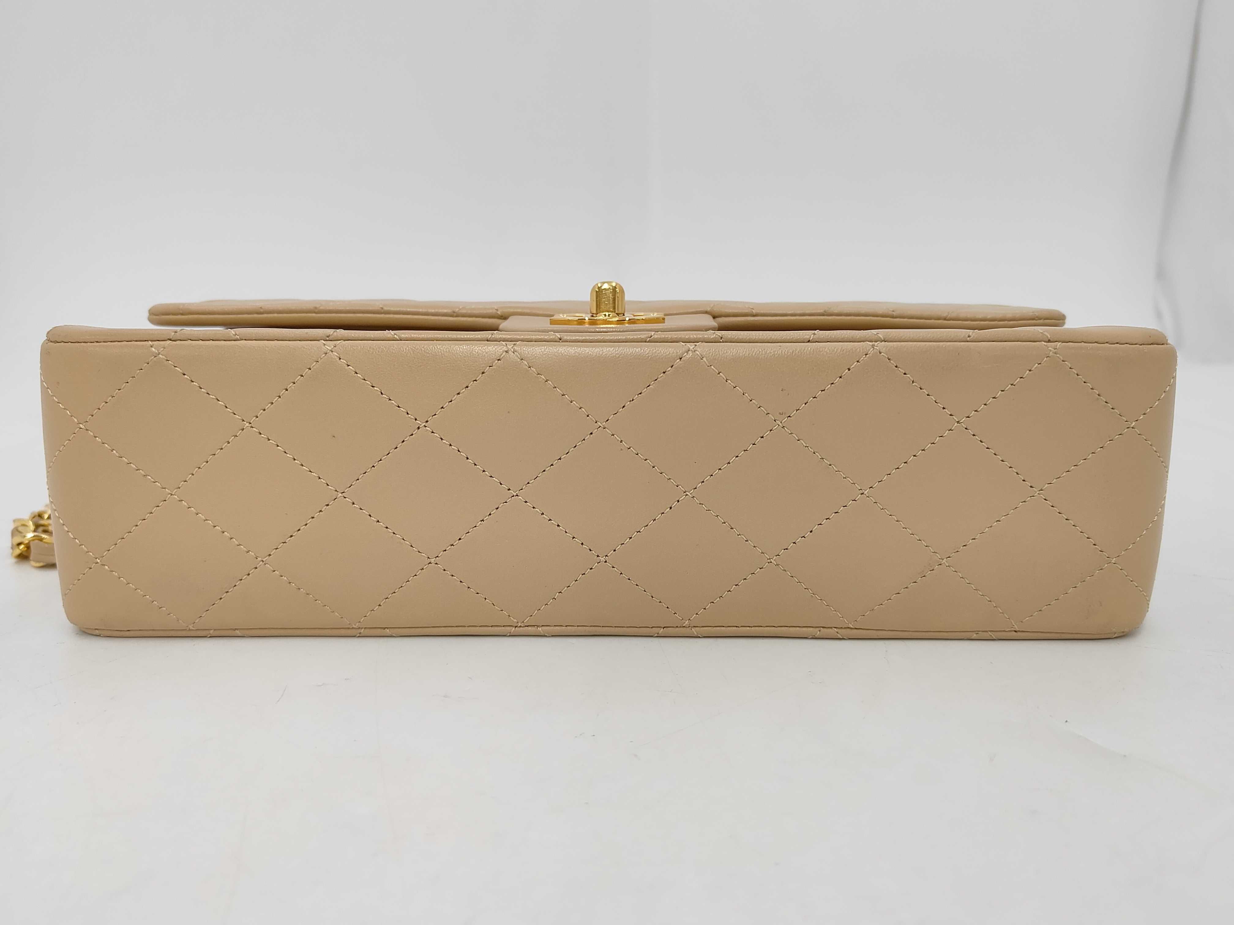 Matelassé Double Flap Shoulder Bag, Beige — view 8
