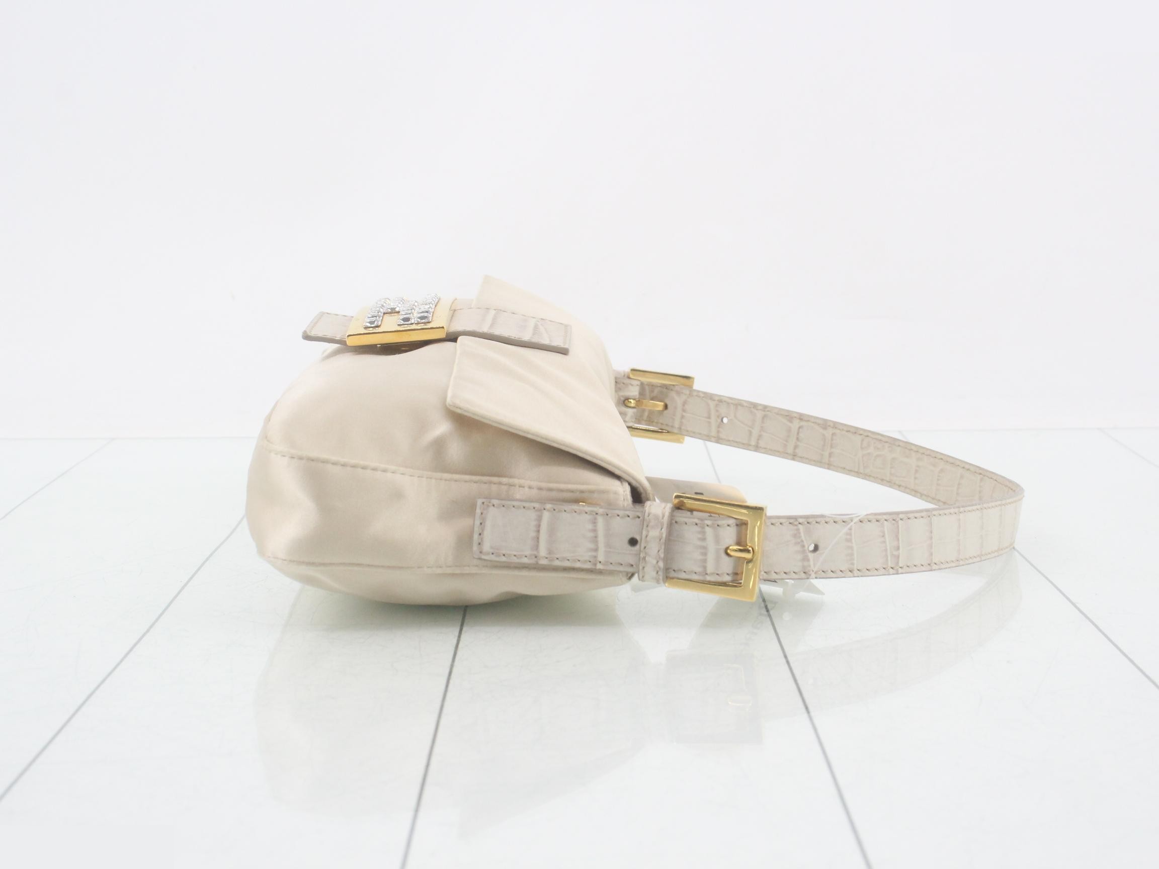 Mamma Baguette Satin x Crocodile Leather Beige — view 3