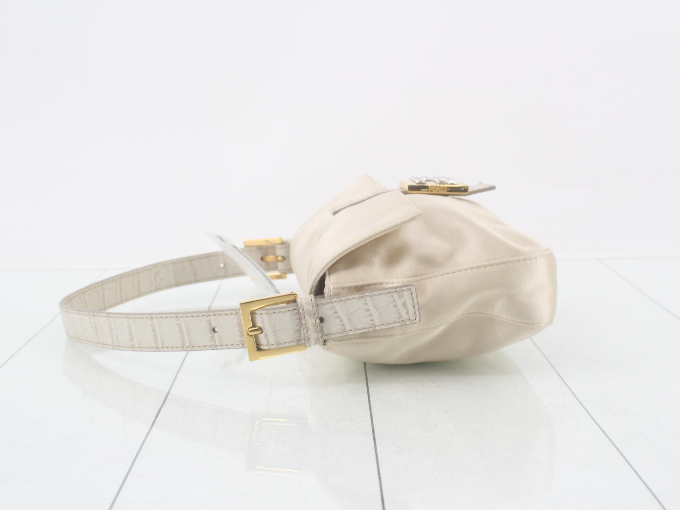 Mamma Baguette Satin x Crocodile Leather Beige — view 4