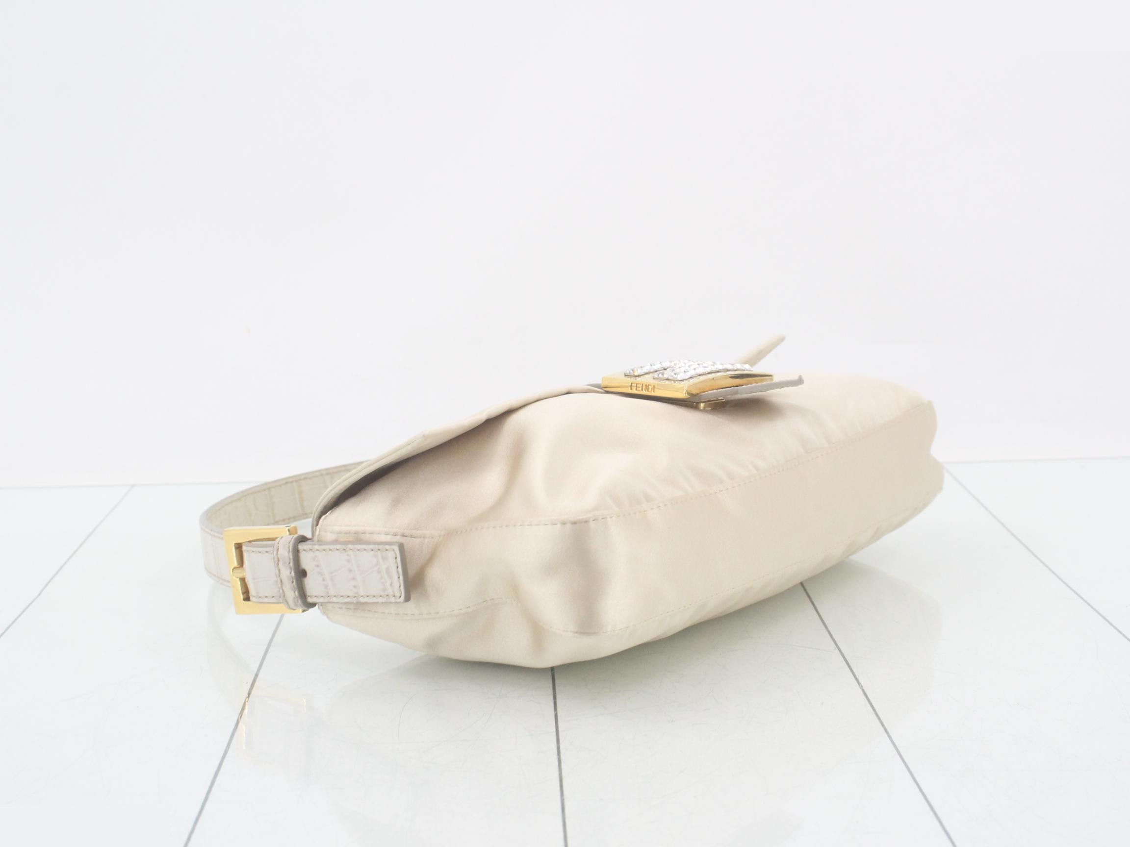 Mamma Baguette Satin x Crocodile Leather Beige — view 5