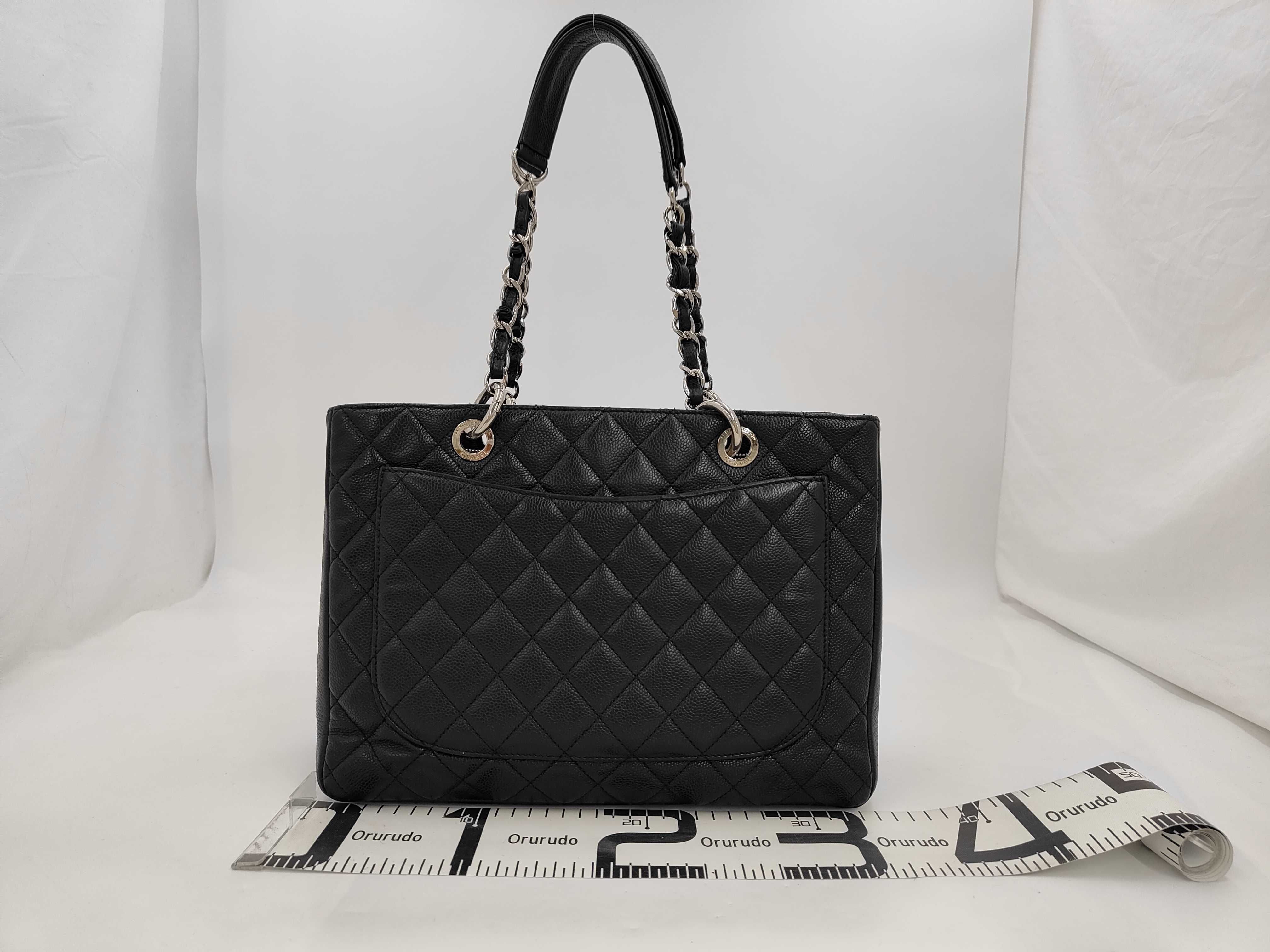 GST Tote Bag, Caviar Leather, Black & Silver, Coco Mark Shoulder Bag — view 2