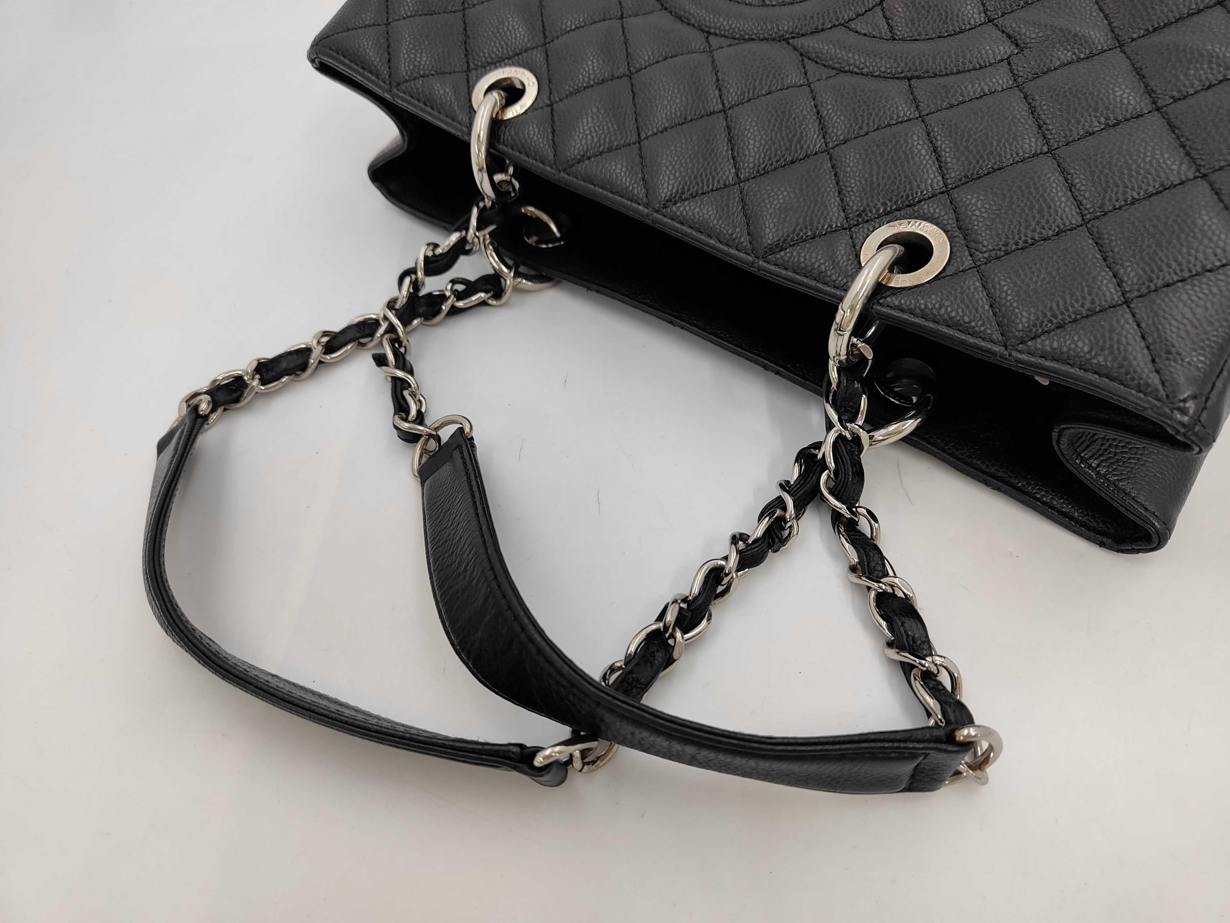 GST Tote Bag, Caviar Leather, Black & Silver, Coco Mark Shoulder Bag — view 5