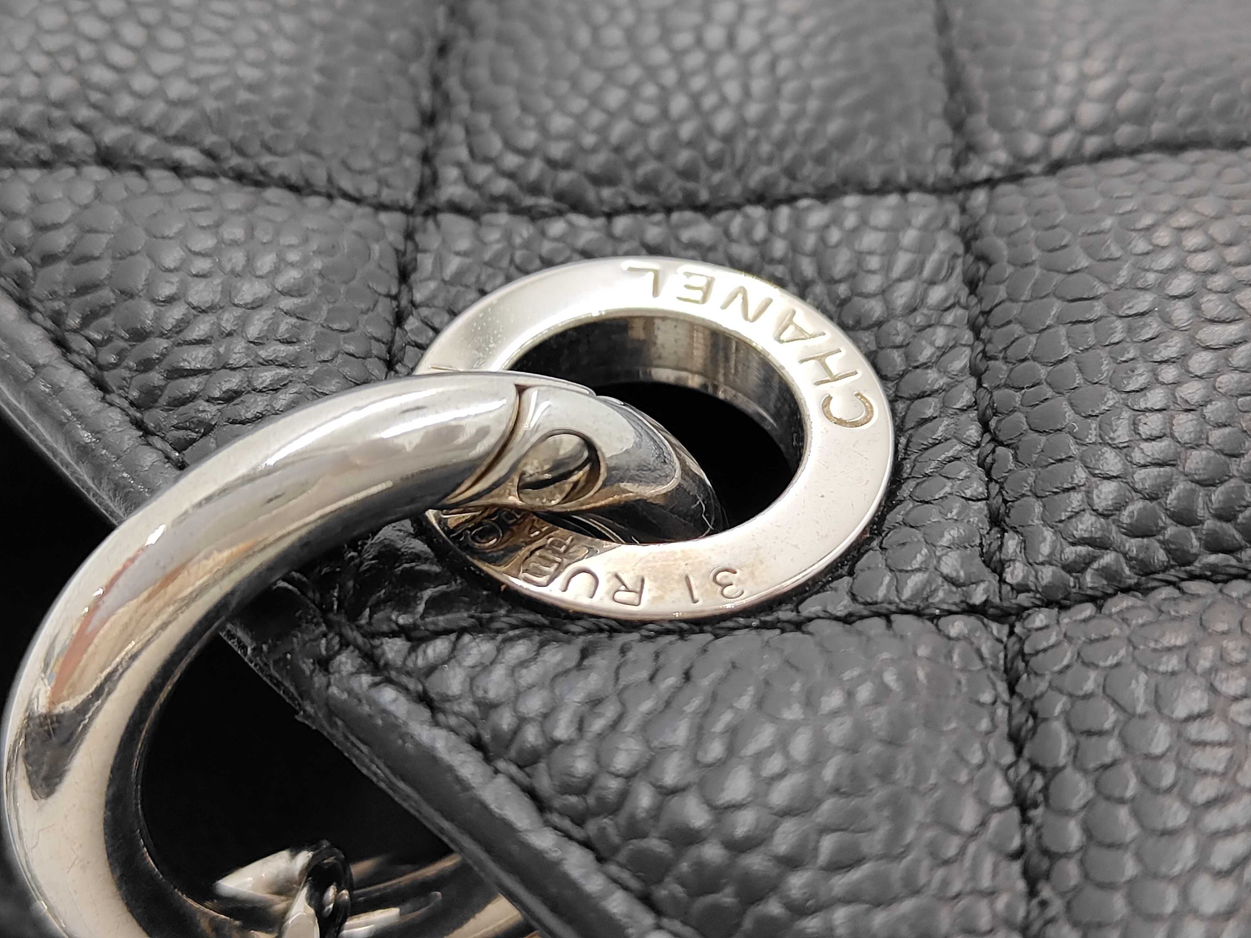 GST Tote Bag, Caviar Leather, Black & Silver, Coco Mark Shoulder Bag — view 7