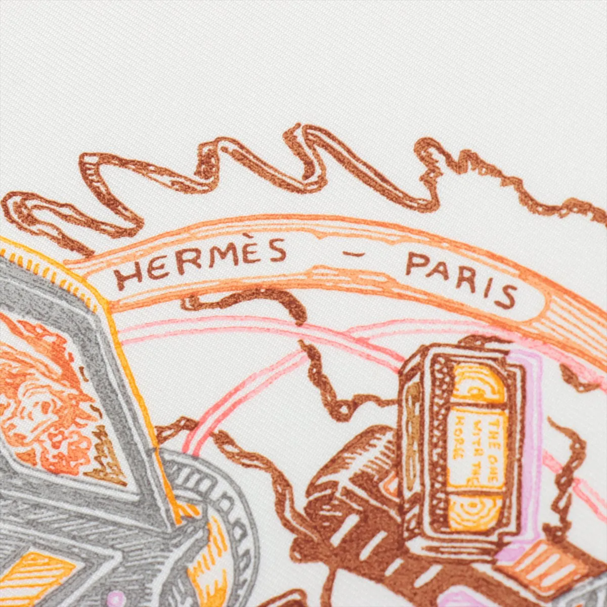Carre 90 Chevaloscope Neon scarf, silk, orange, with some wear, — view 6