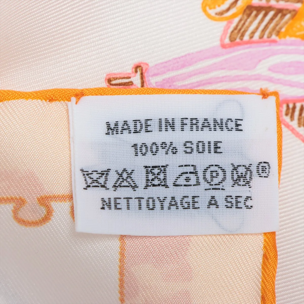 Carre 90 Chevaloscope Neon scarf, silk, orange, with some wear, — view 7