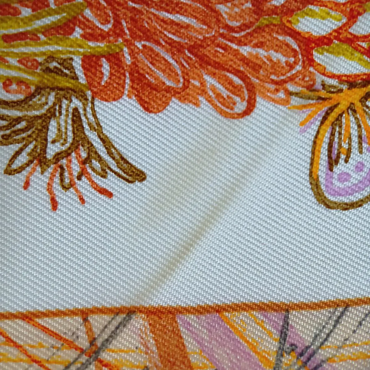 Carre 90 Chevaloscope Neon scarf, silk, orange, with some wear, — view 9