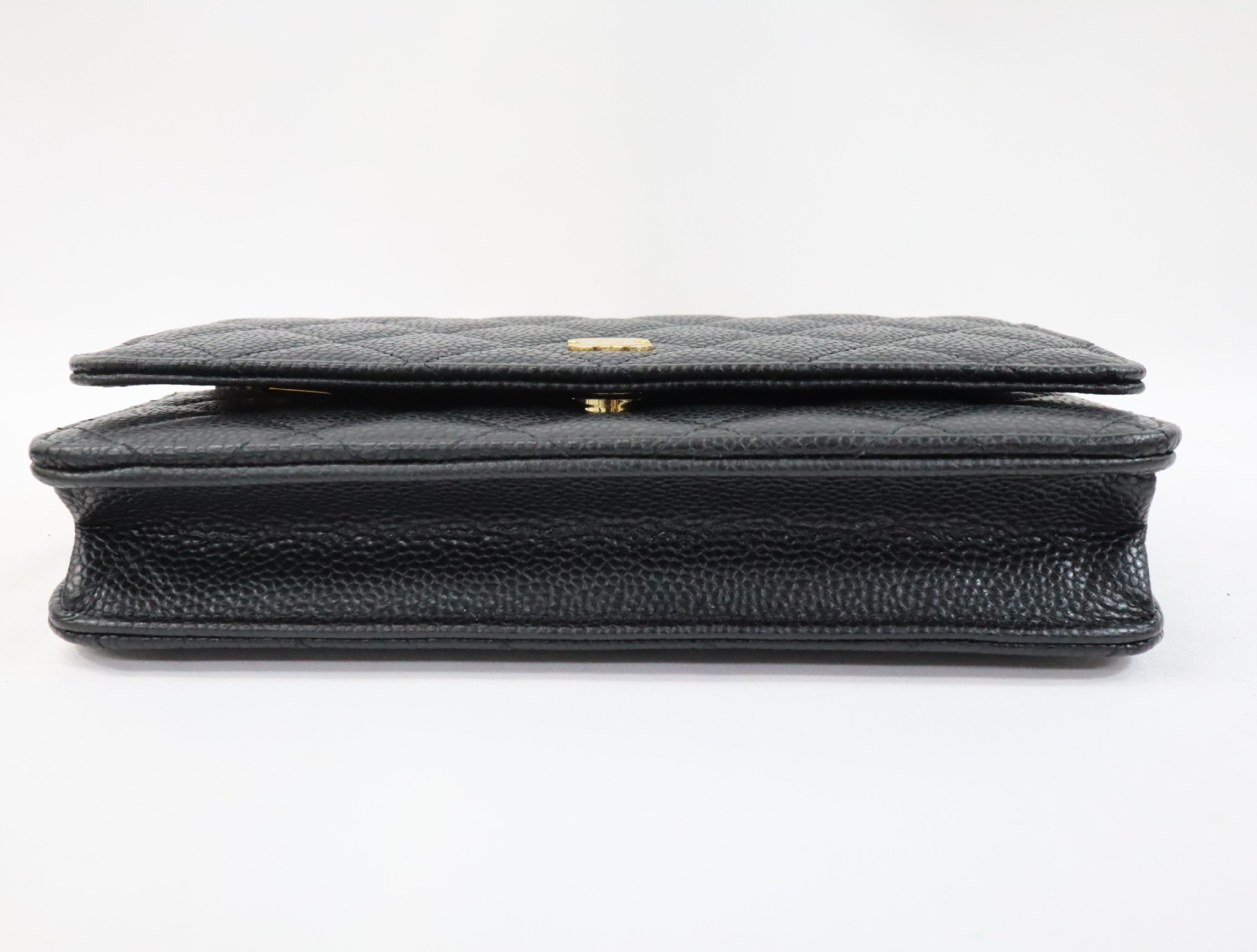 Chanel Matelassé Caviar Skin Chain Wallet Black Gold Hardware Random Plate AP0250 Shoulder Bag — view 6