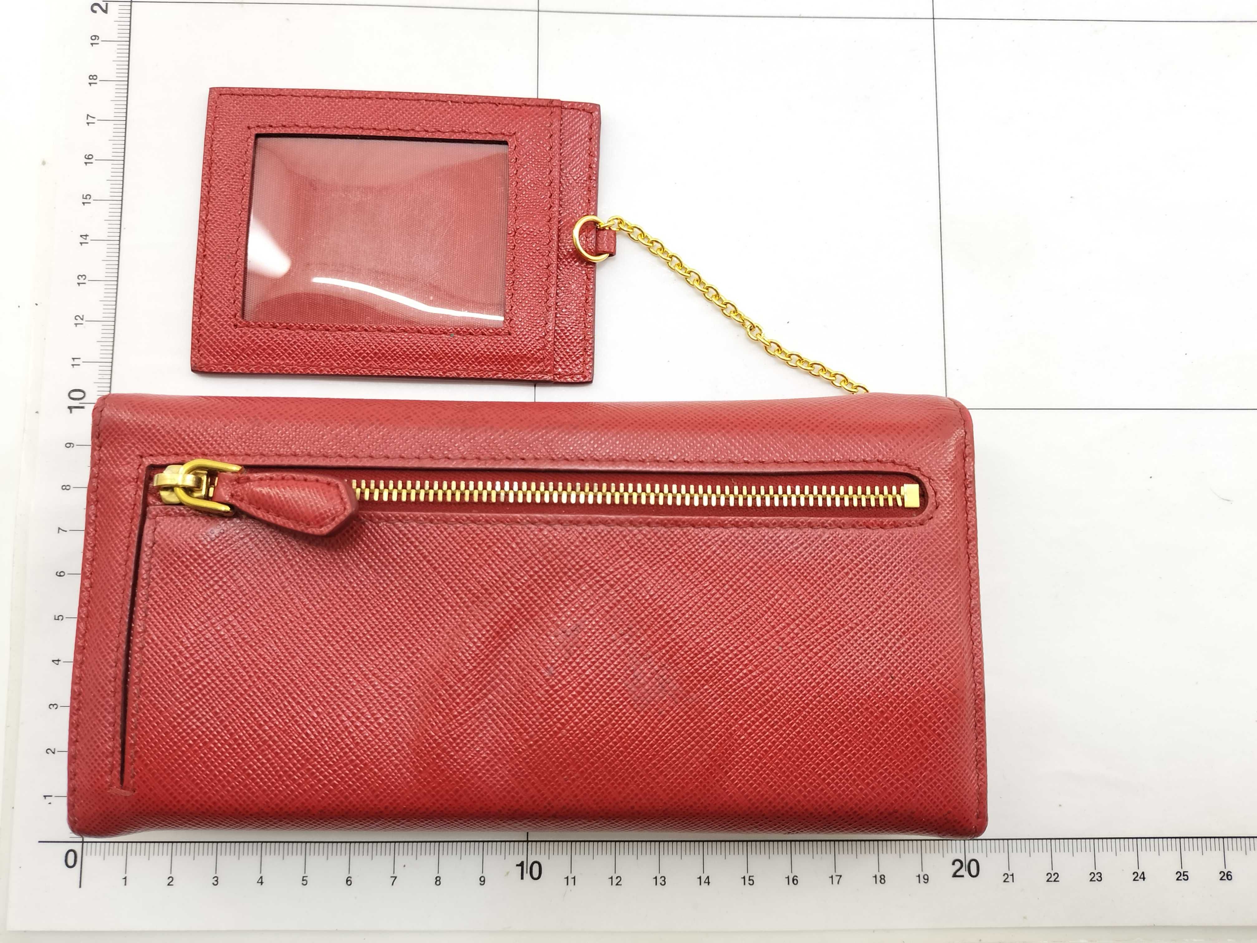 Saffiano Triangle Logo Long Wallet Red 1MH132 Wallet — view 2