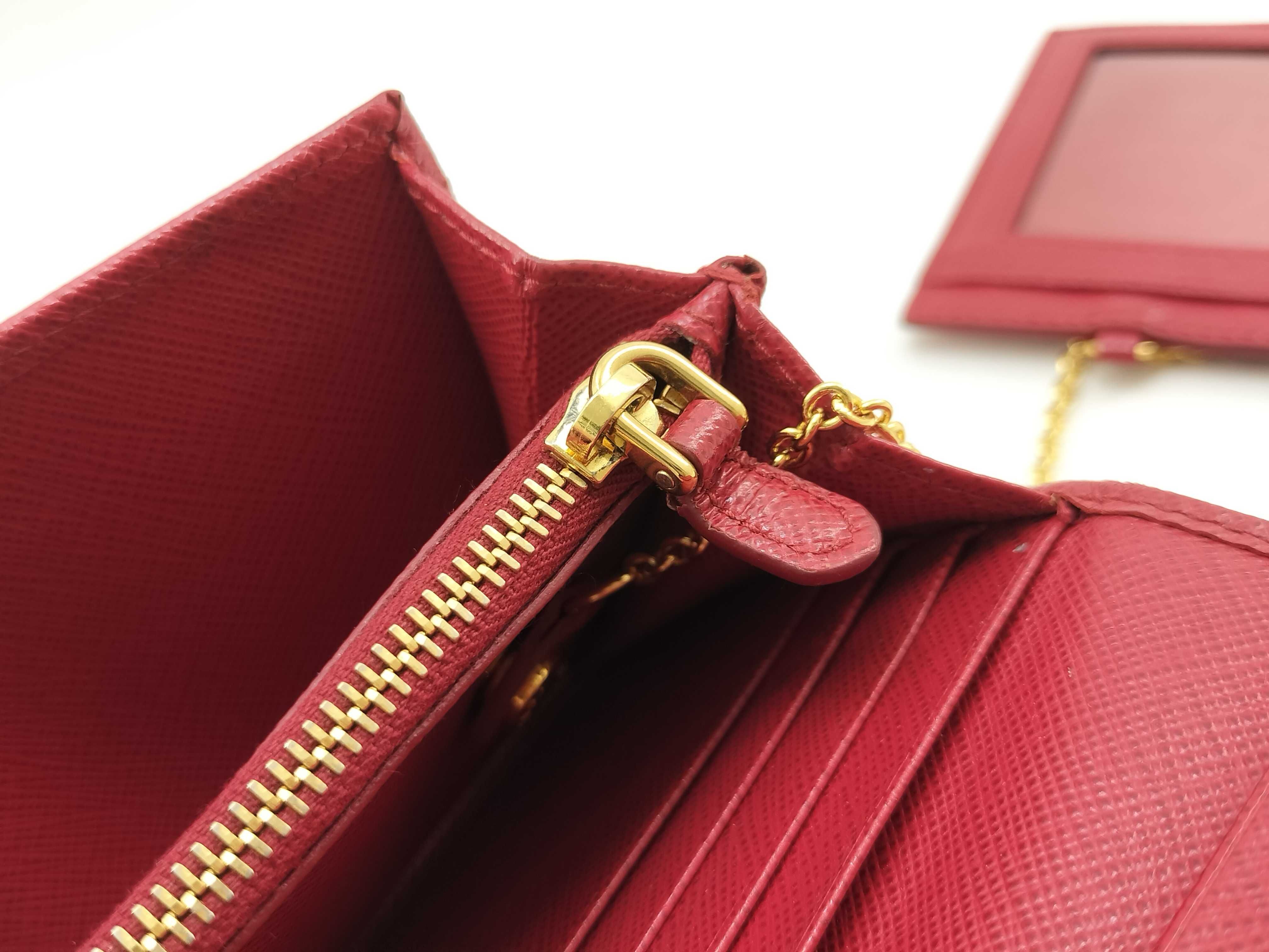 Saffiano Triangle Logo Long Wallet Red 1MH132 Wallet — view 11