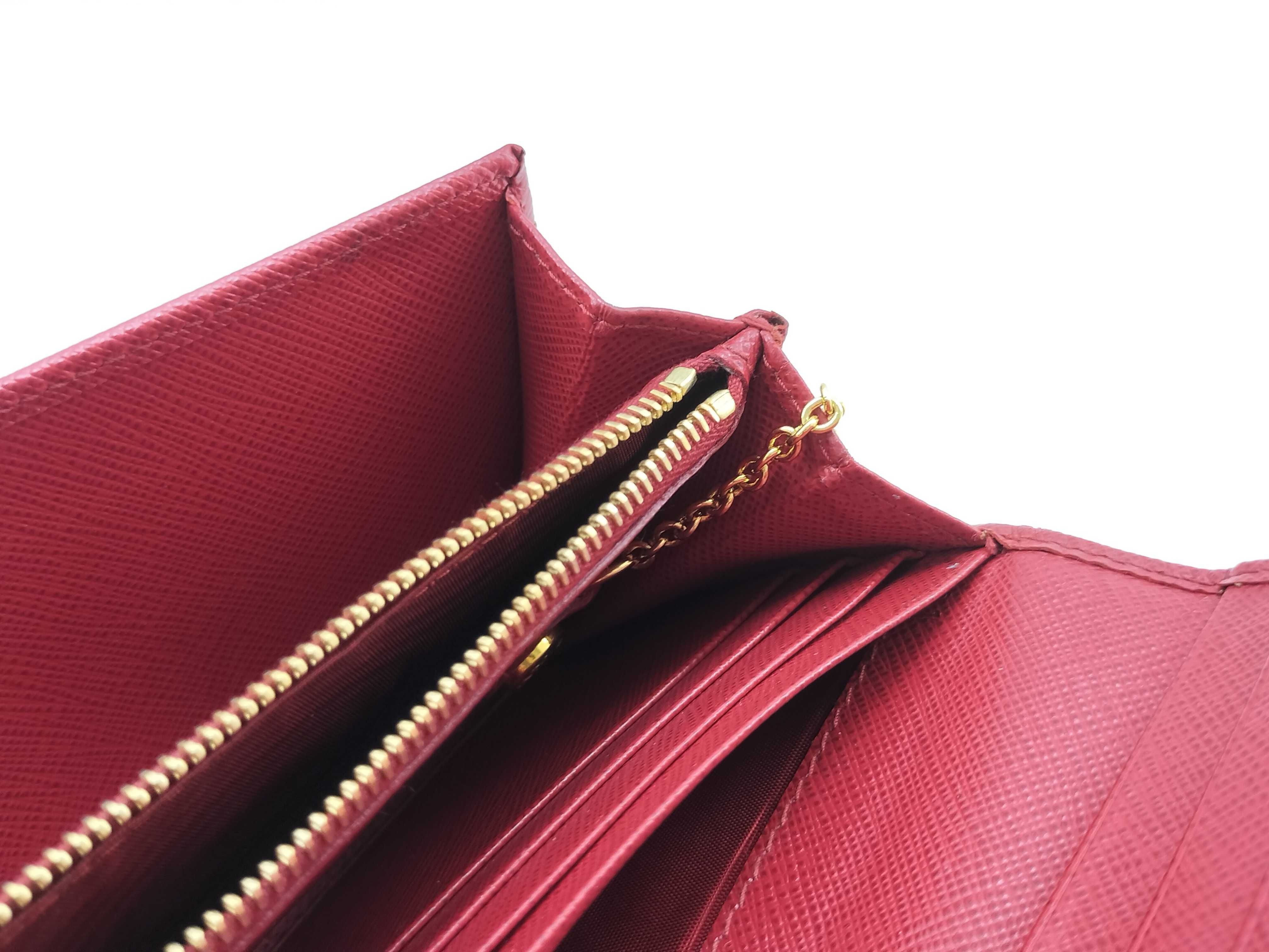 Saffiano Triangle Logo Long Wallet Red 1MH132 Wallet — view 14