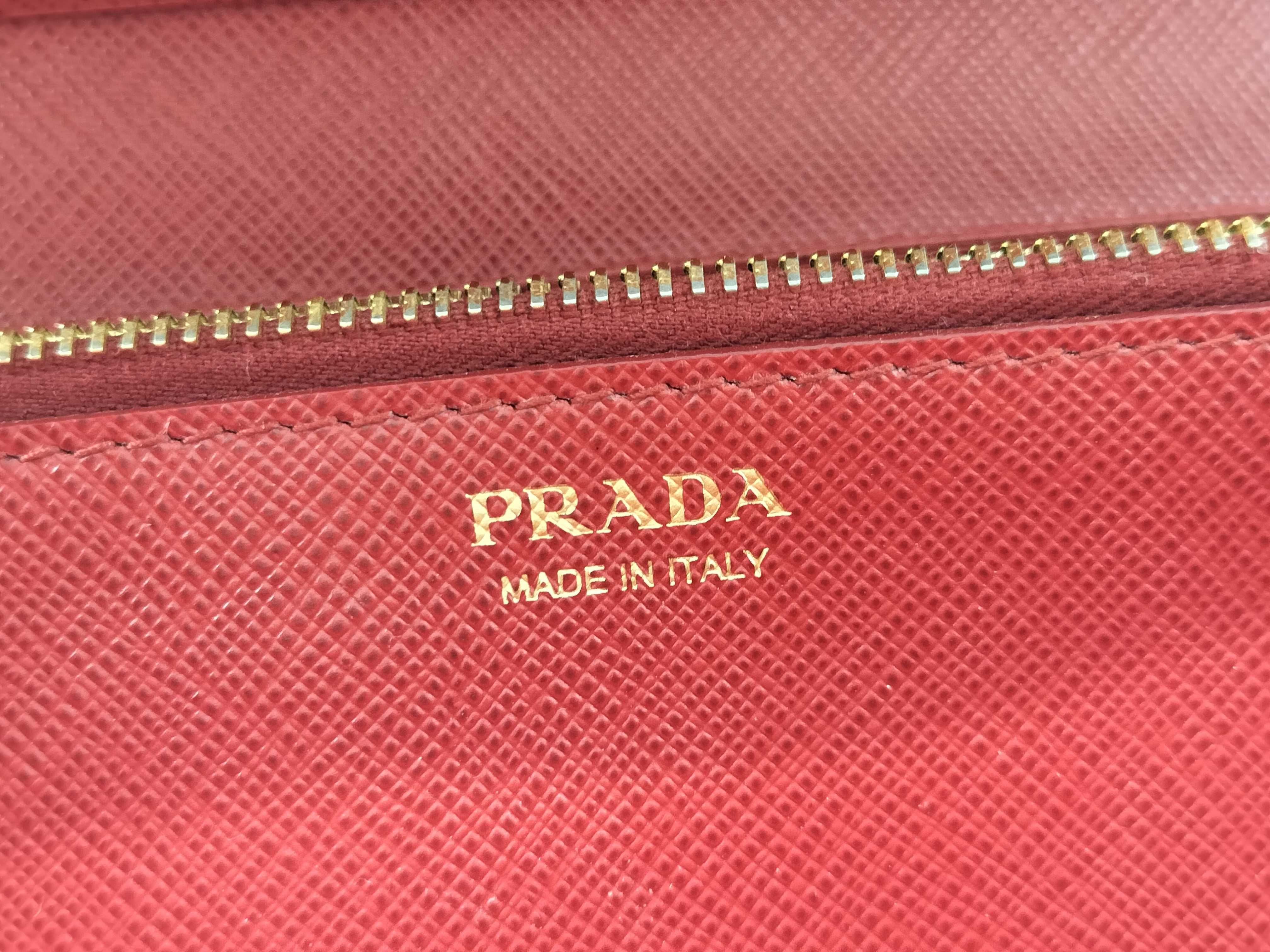 Saffiano Triangle Logo Long Wallet Red 1MH132 Wallet — view 15