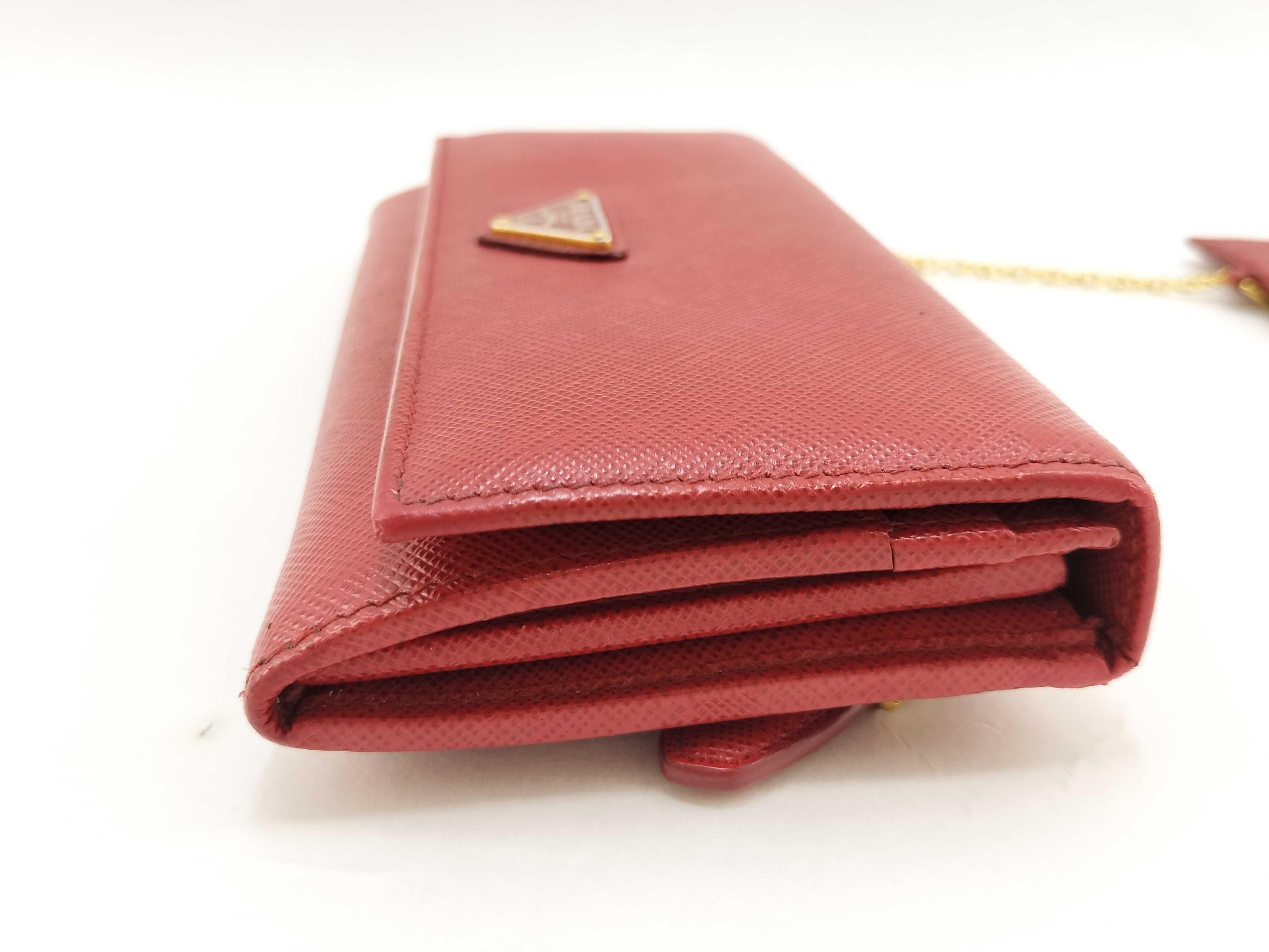 Saffiano Triangle Logo Long Wallet Red 1MH132 Wallet — view 3