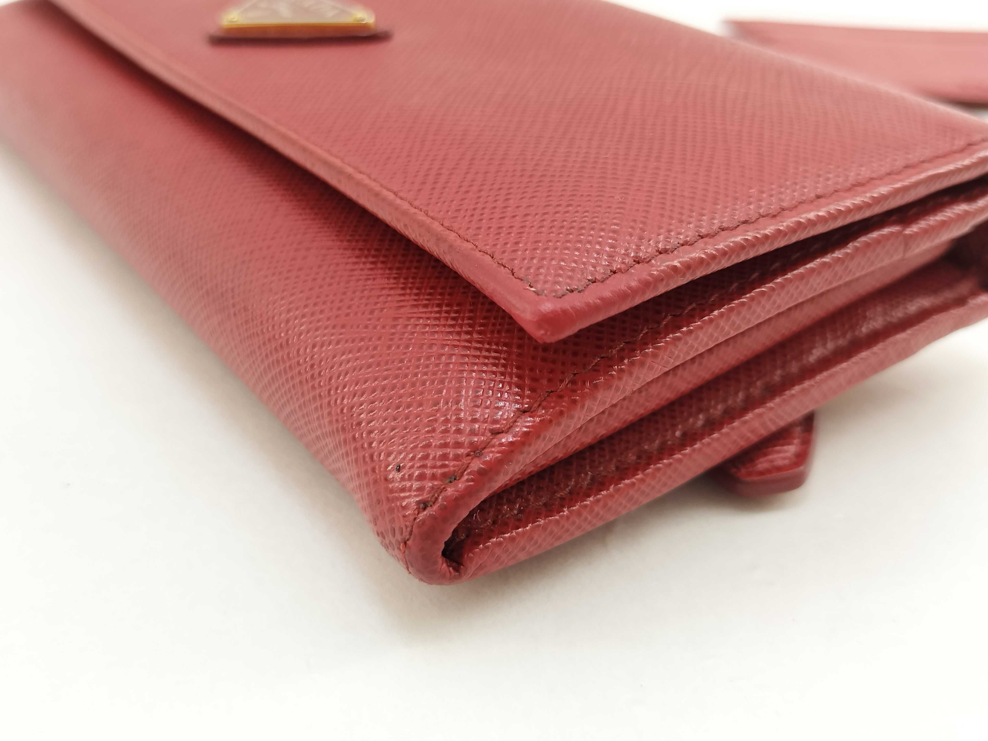 Saffiano Triangle Logo Long Wallet Red 1MH132 Wallet — view 4