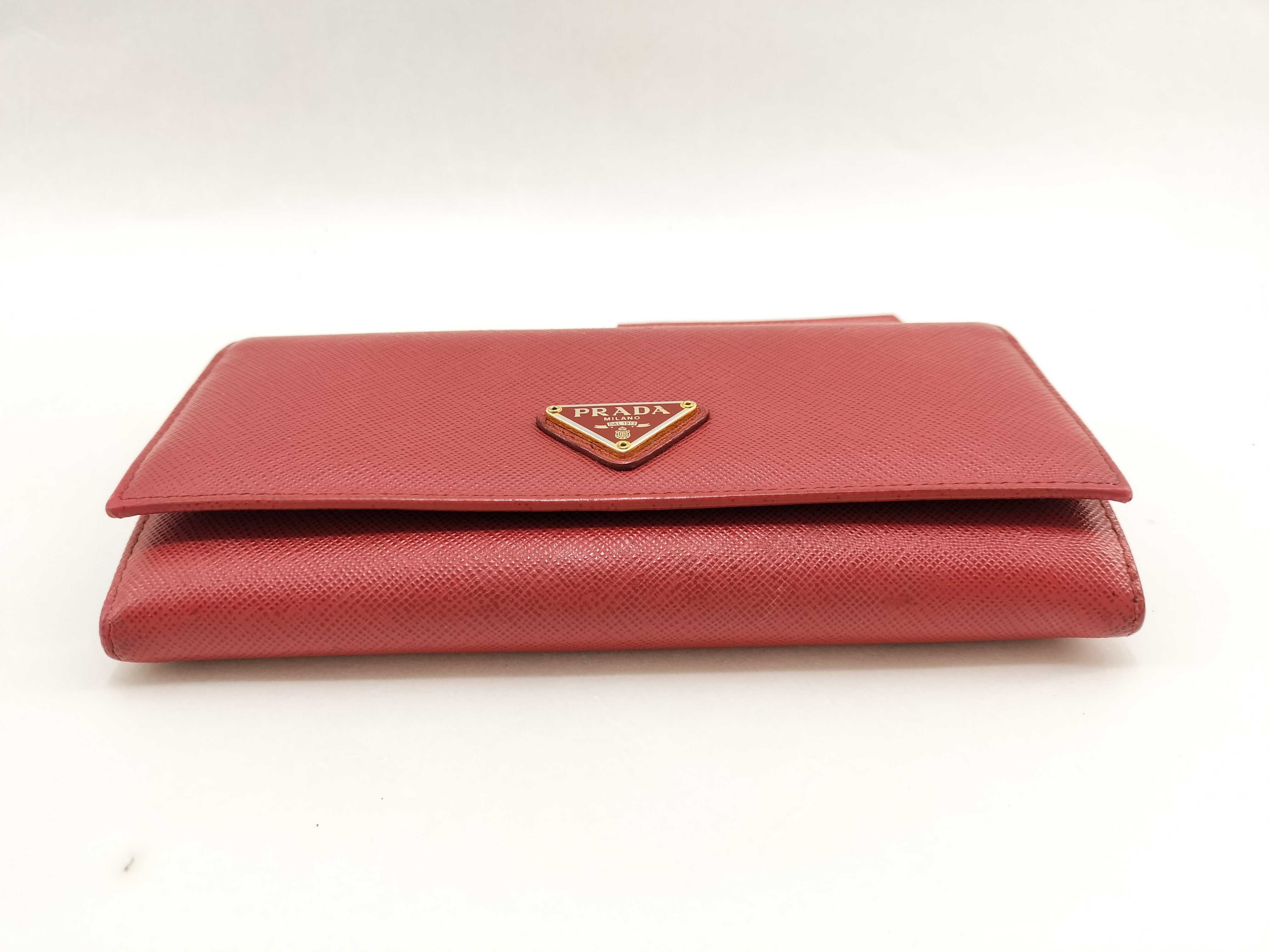 Saffiano Triangle Logo Long Wallet Red 1MH132 Wallet — view 5