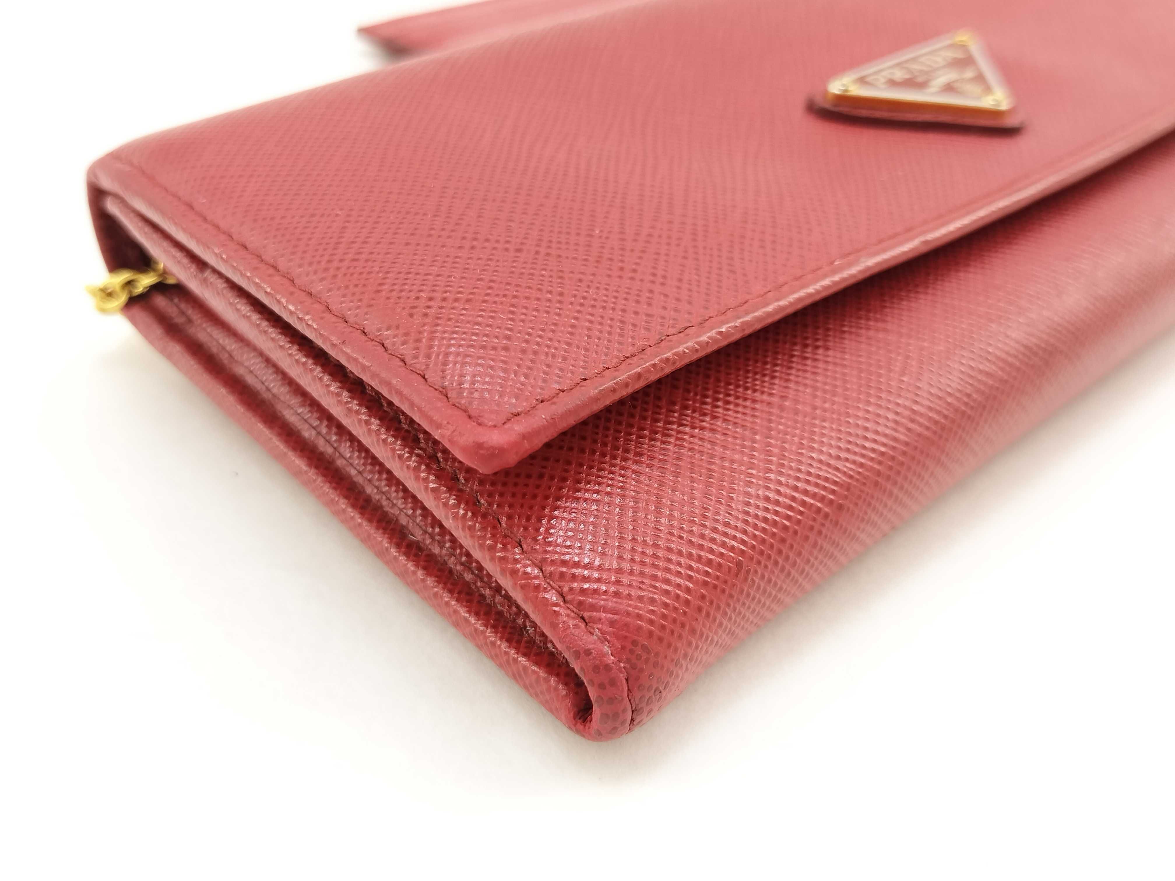 Saffiano Triangle Logo Long Wallet Red 1MH132 Wallet — view 6