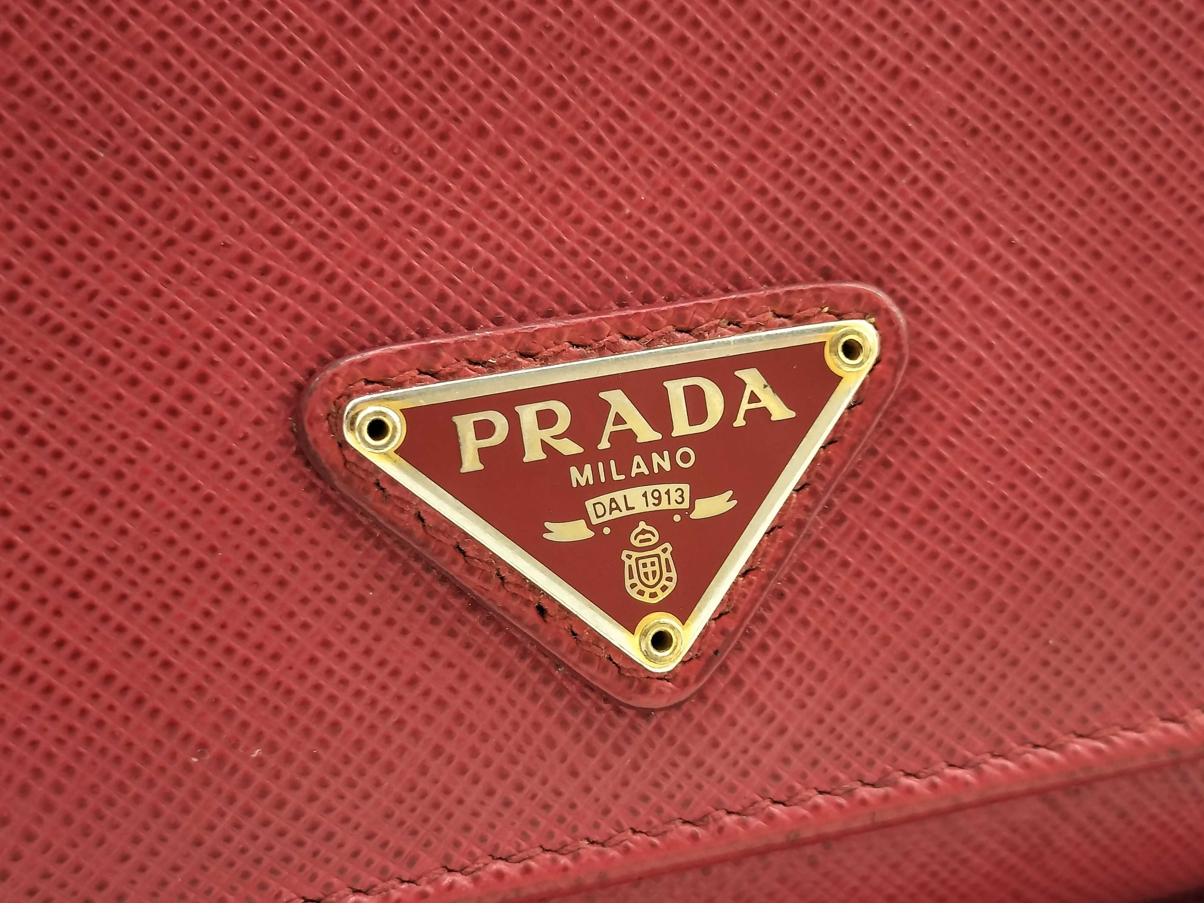Saffiano Triangle Logo Long Wallet Red 1MH132 Wallet — view 7