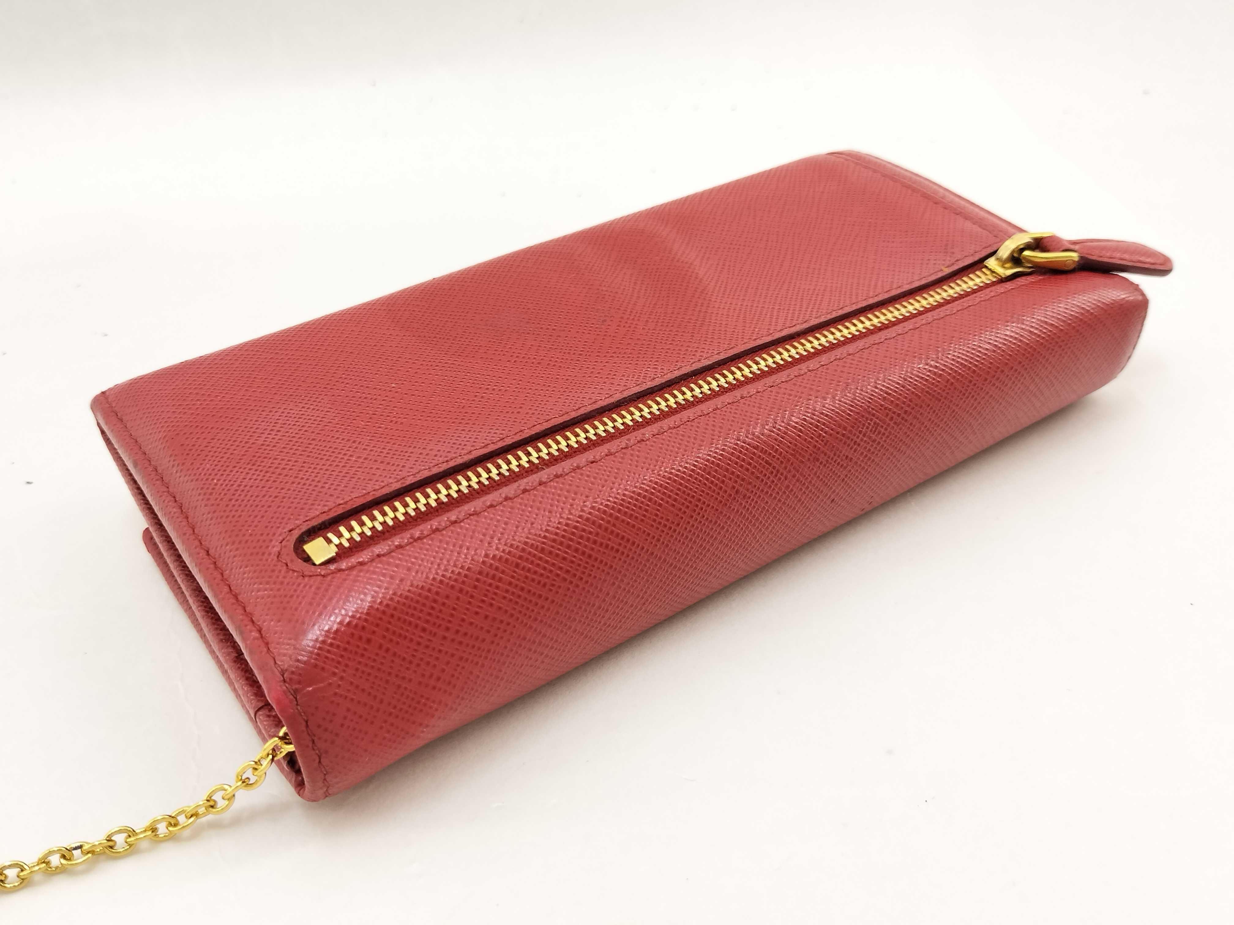 Saffiano Triangle Logo Long Wallet Red 1MH132 Wallet — view 8