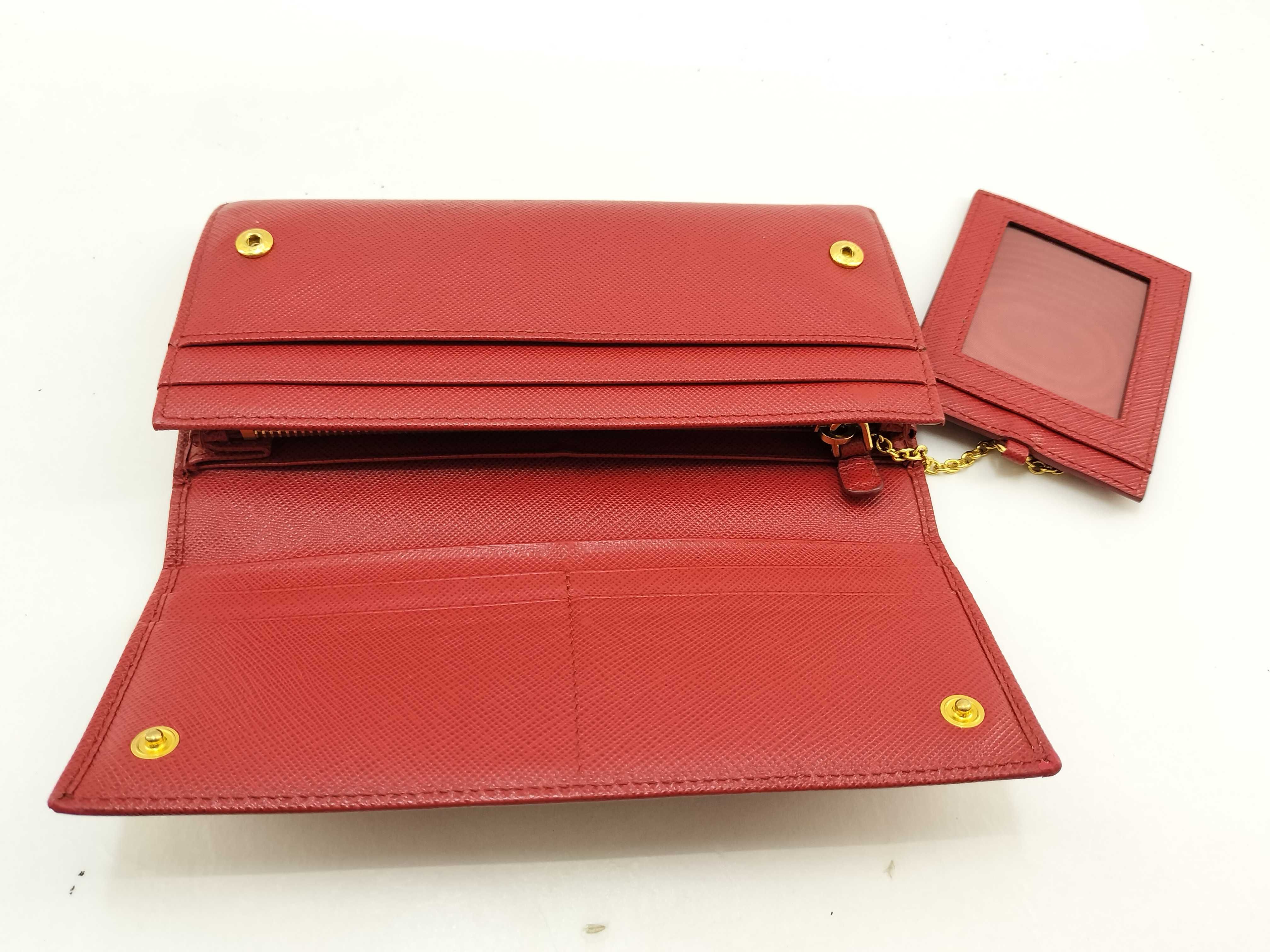 Saffiano Triangle Logo Long Wallet Red 1MH132 Wallet — view 9