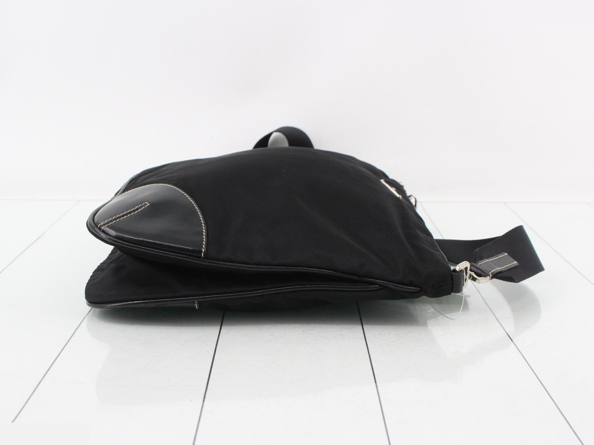 nylon shoulder bag, black — view 3