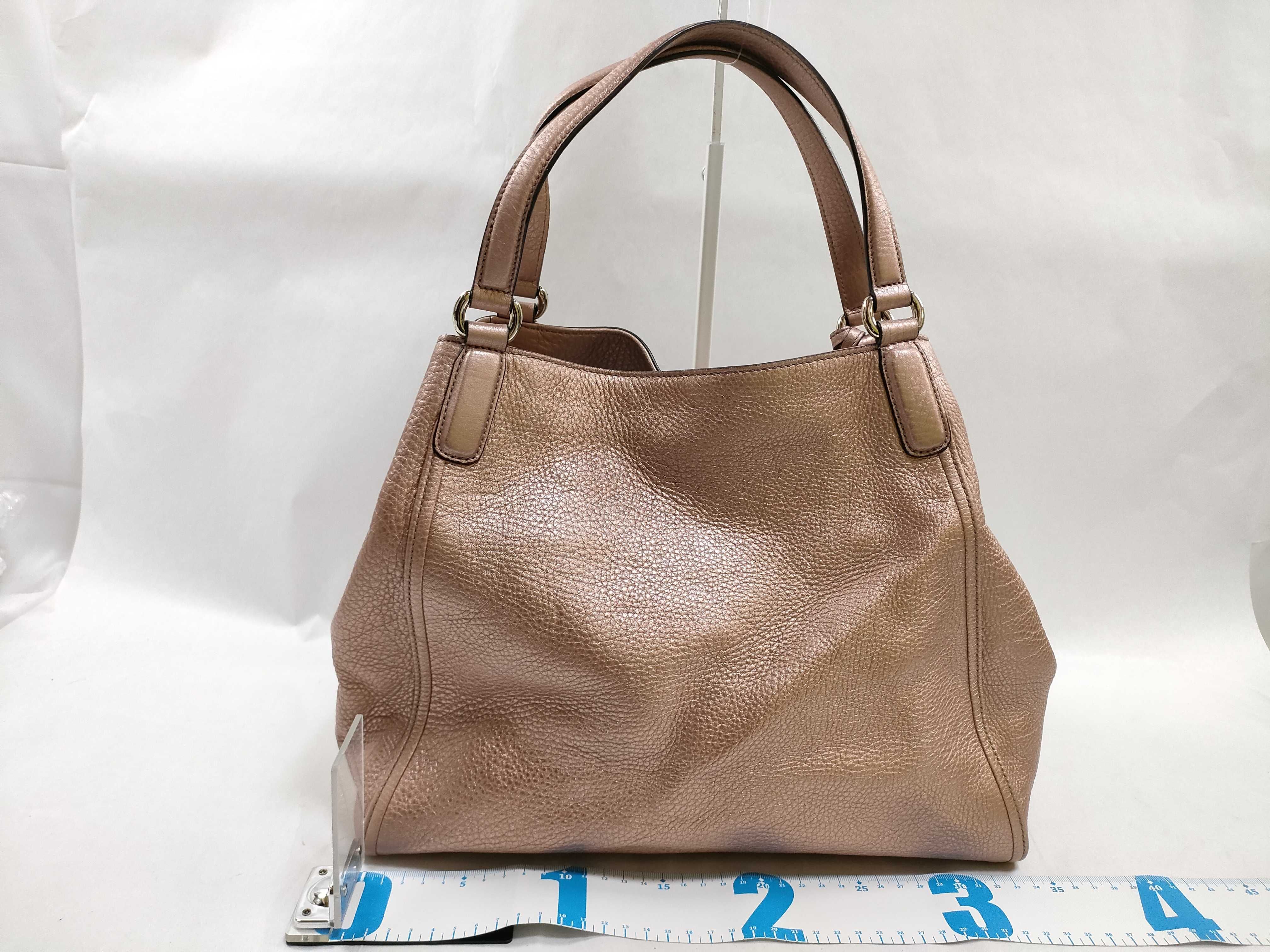 Leather Interlocking Handbag, Pink — view 2