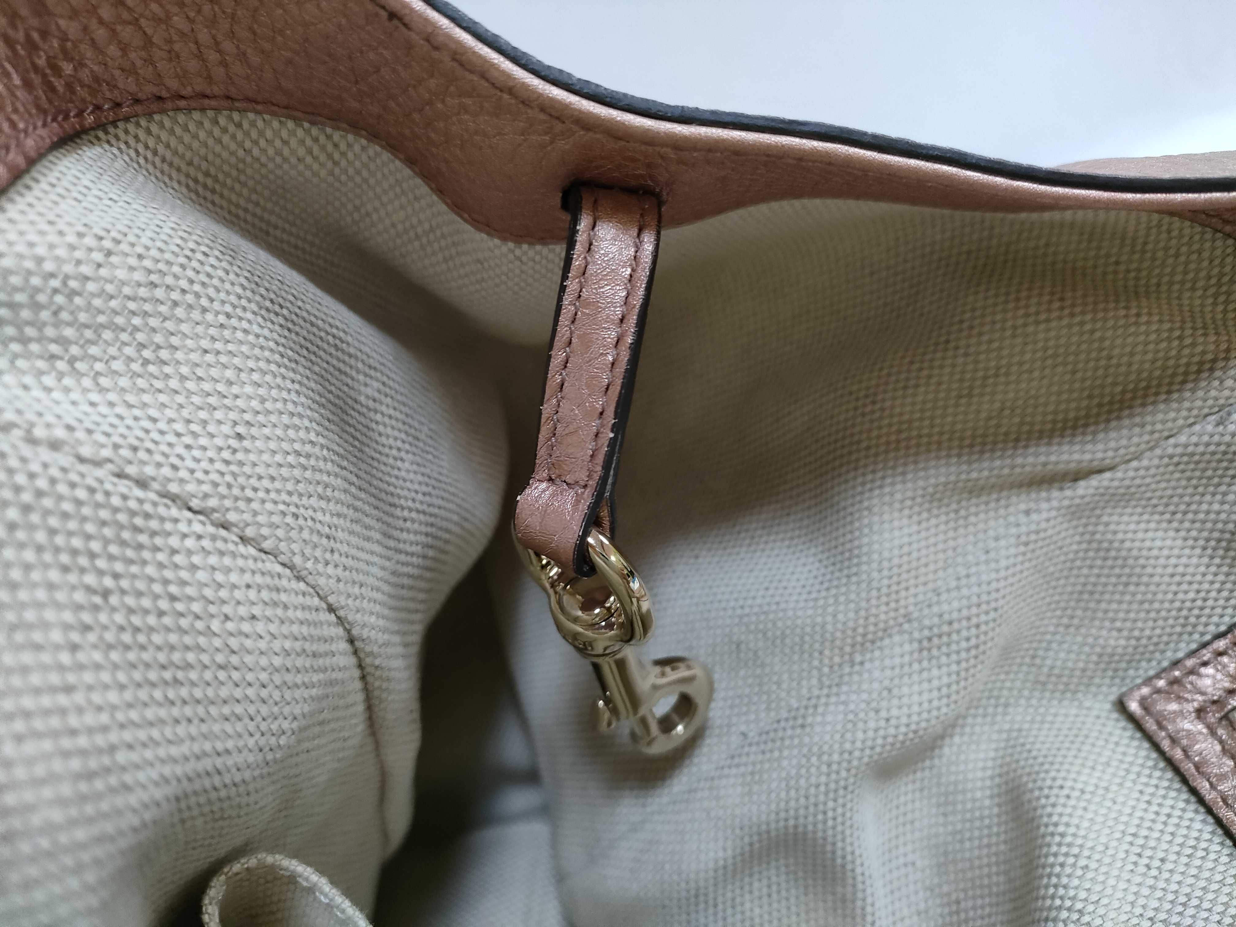 Leather Interlocking Handbag, Pink — view 11