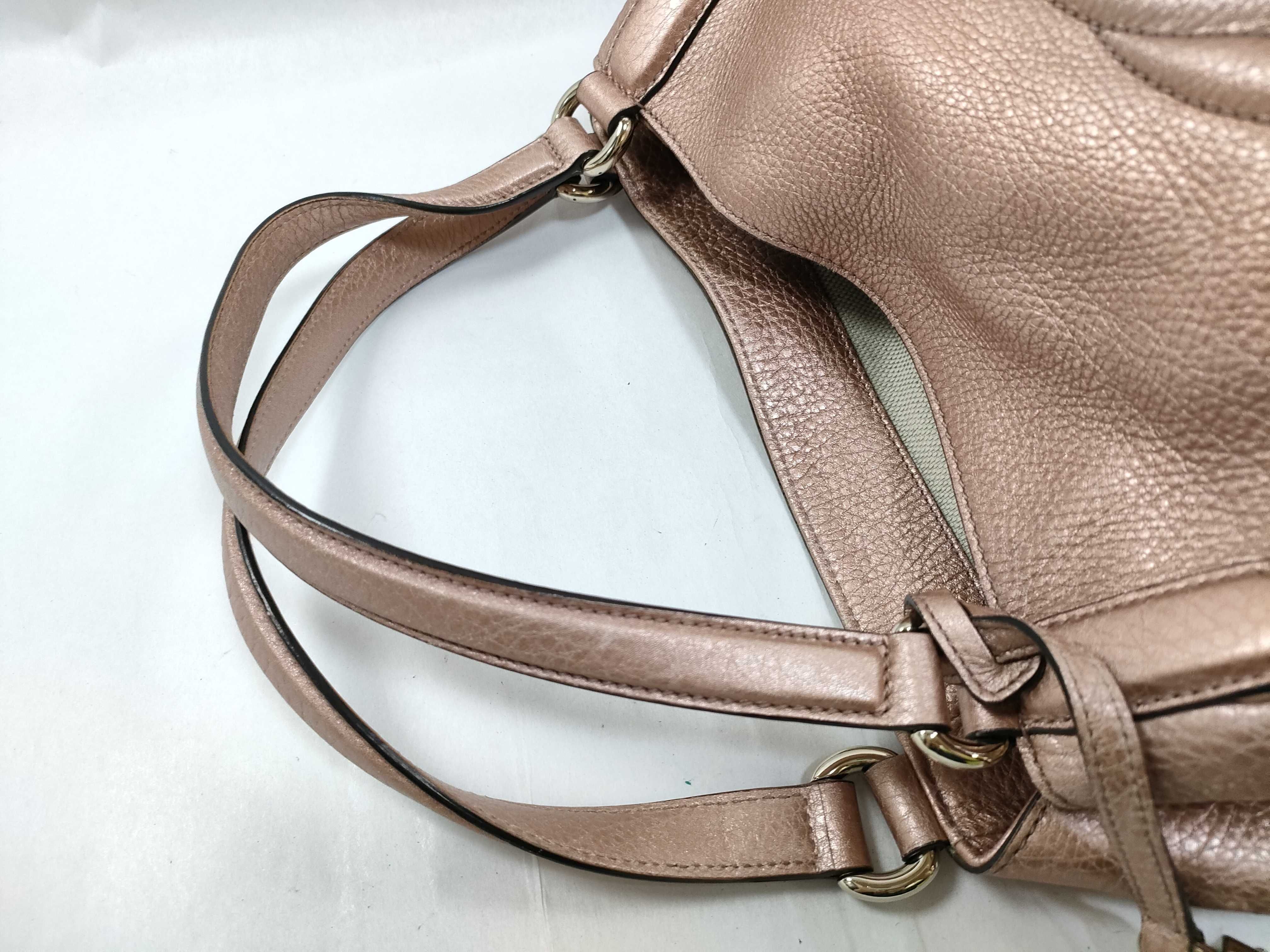 Leather Interlocking Handbag, Pink — view 3