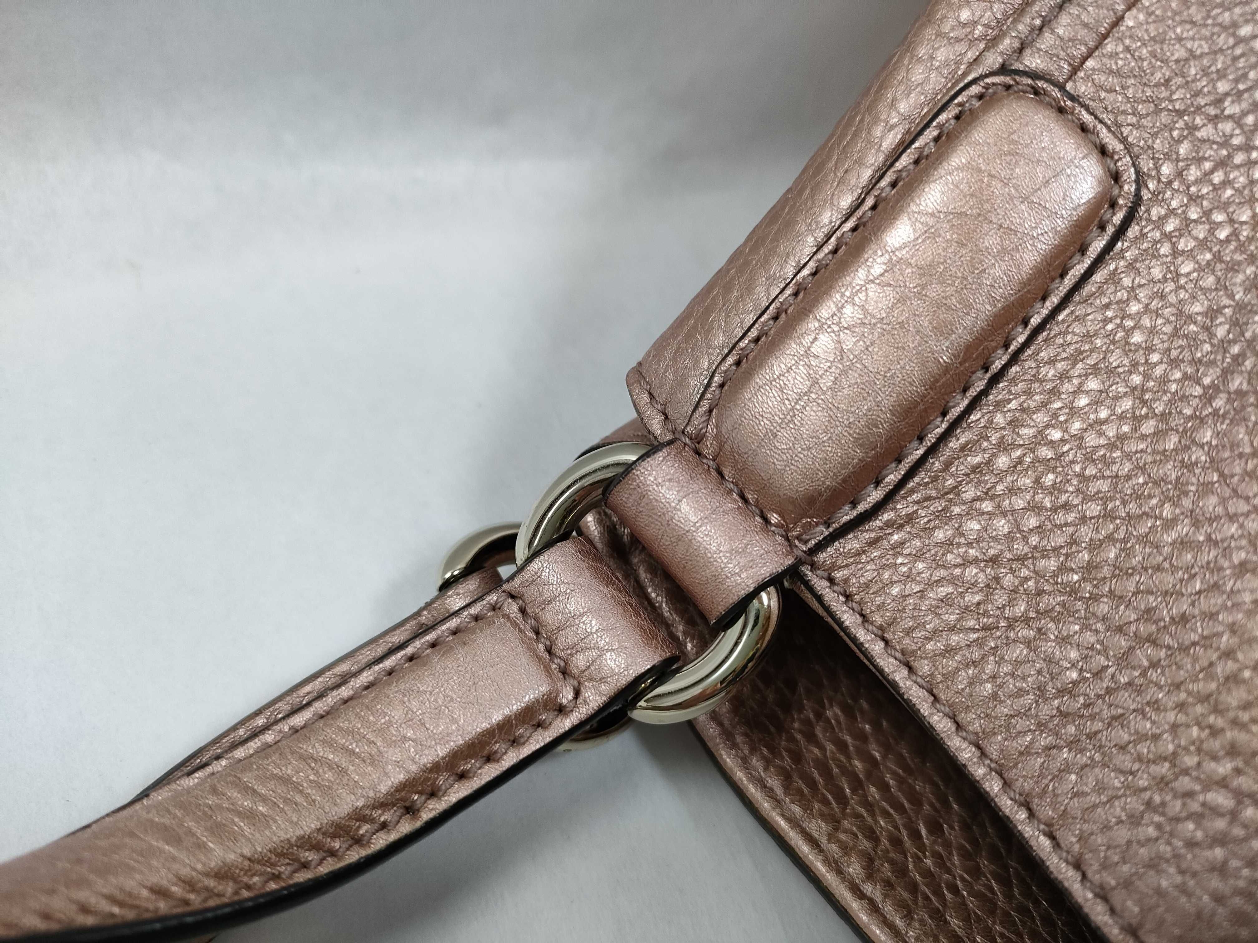 Leather Interlocking Handbag, Pink — view 5