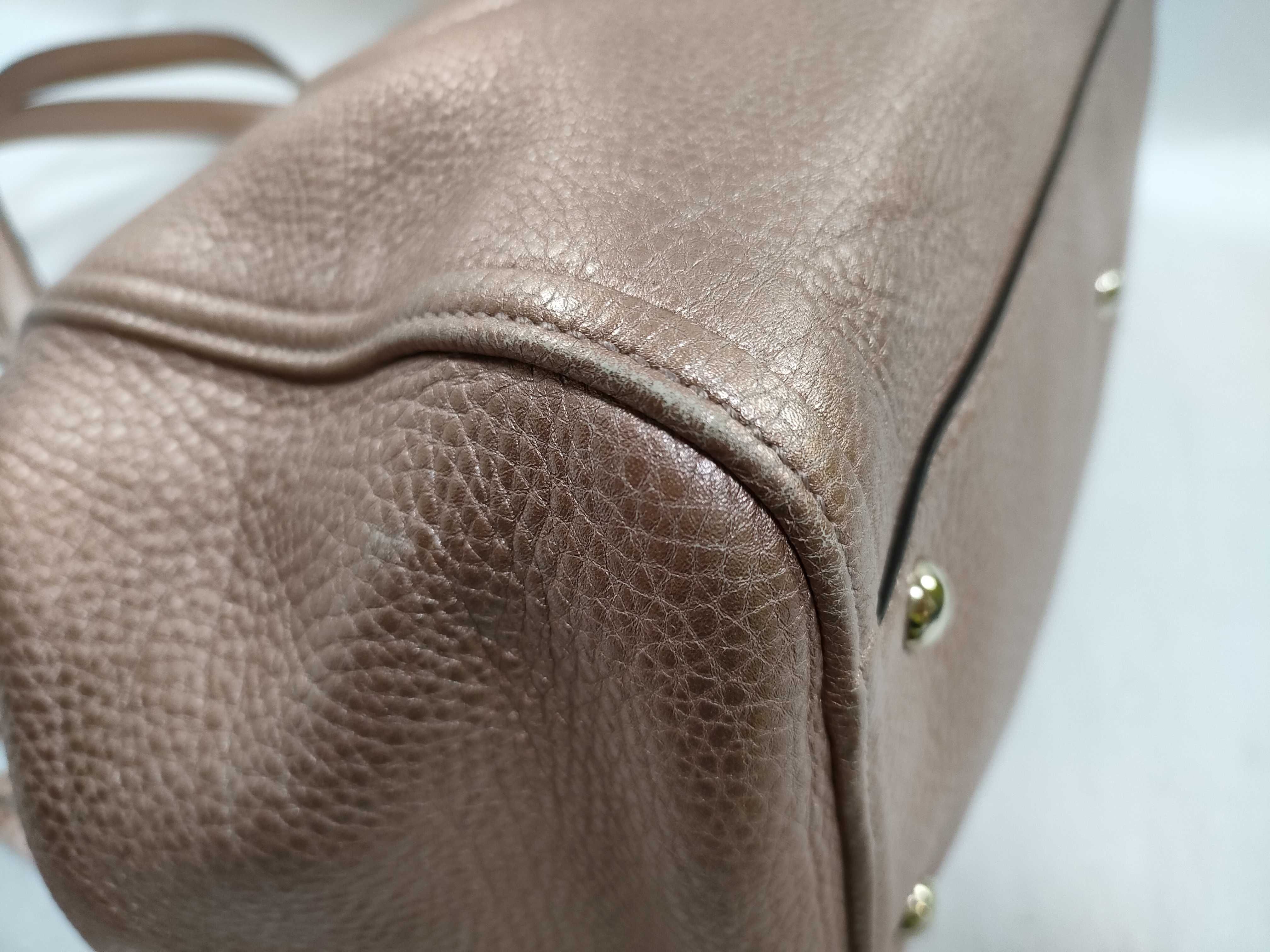 Leather Interlocking Handbag, Pink — view 6